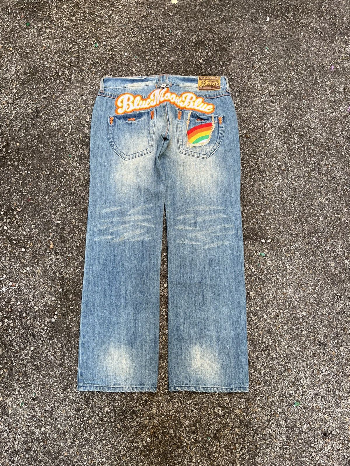 Other Blue Moon Blue Rainbow Denim Distressed Jeans Faded Blue Size 29" - 1 Thumbnail