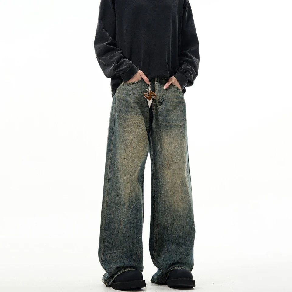 Denime × Japanese Brand × Vintage Simple Street Winter Baggy Stacked Blue Vintage Denim Pants Size US 29 - 6 Thumbnail