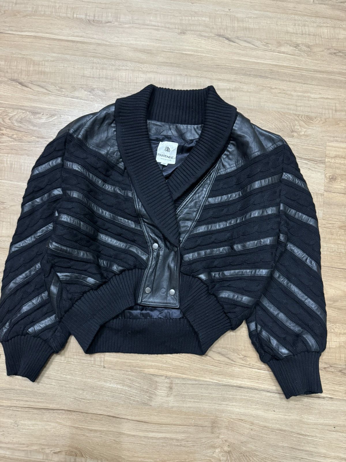 Issey Miyake VINTAGE PARIENNE KNIT LEATHER JACKET Size L / US 10 / IT 46 - 1 Thumbnail