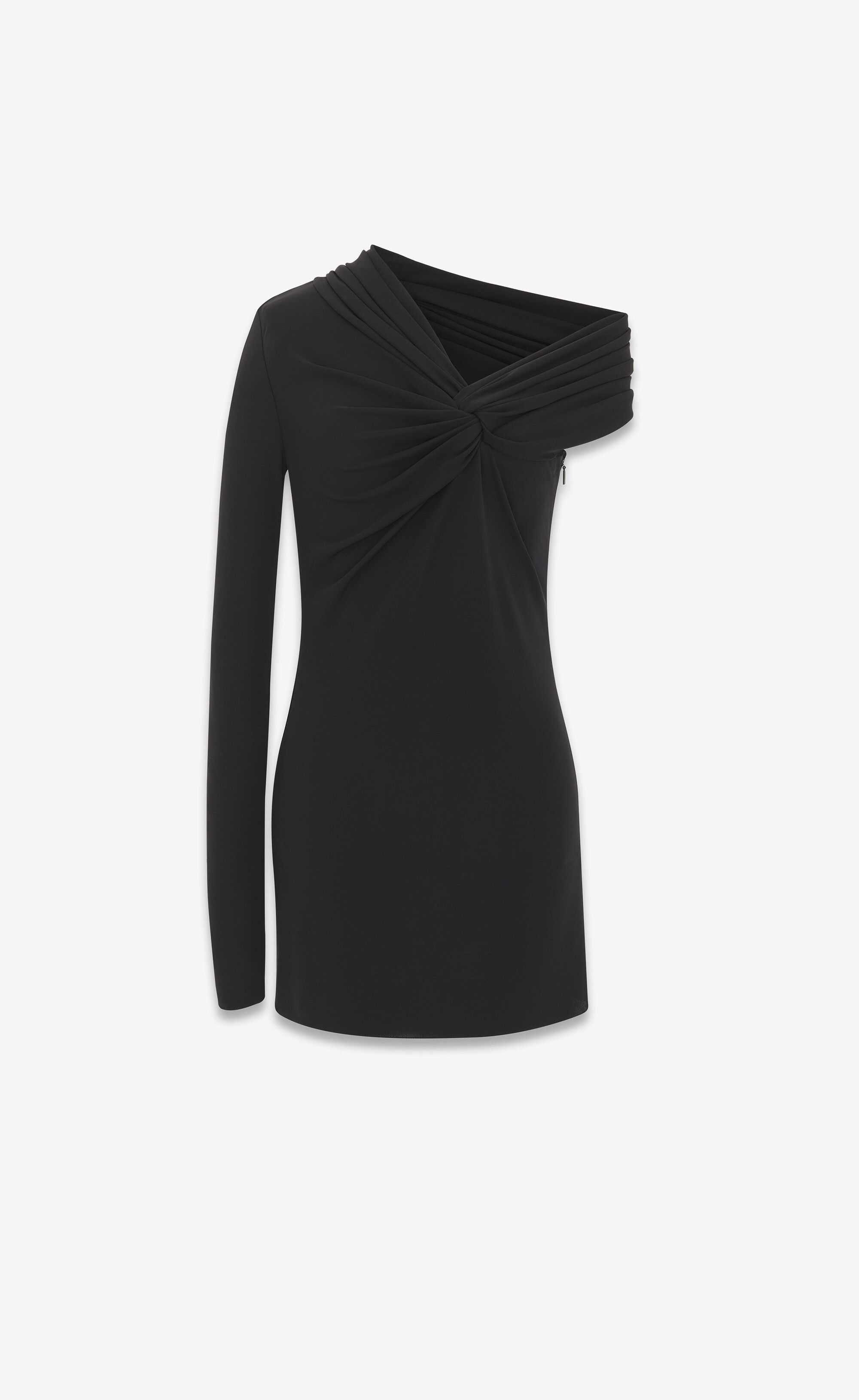 Saint Laurent Paris oc11z1125 One Shoulder Dress in Crepe Jersey in Noir Size XS / US 0-2 / IT 36-38 - 1 Thumbnail