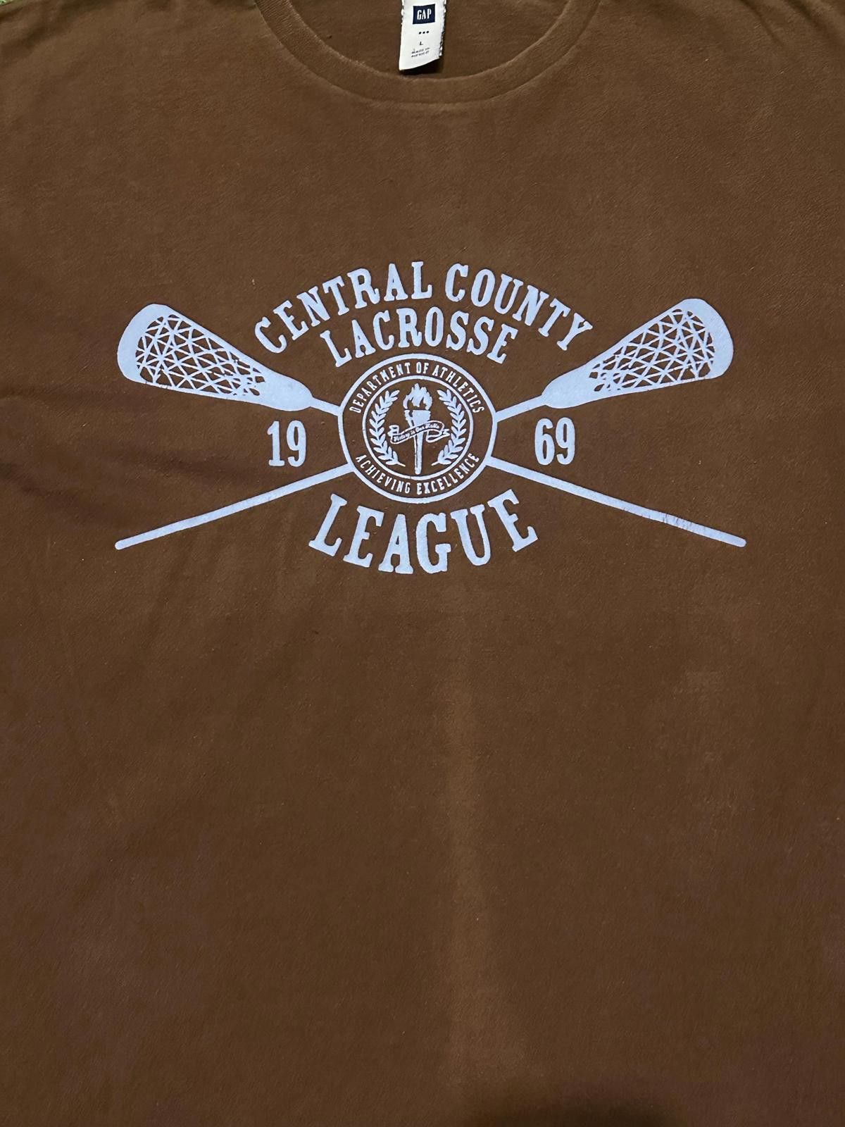 Gap Vintage GAP Central County Lacrosse League Brown T-Shirt Size ONE SIZE - 4 Thumbnail