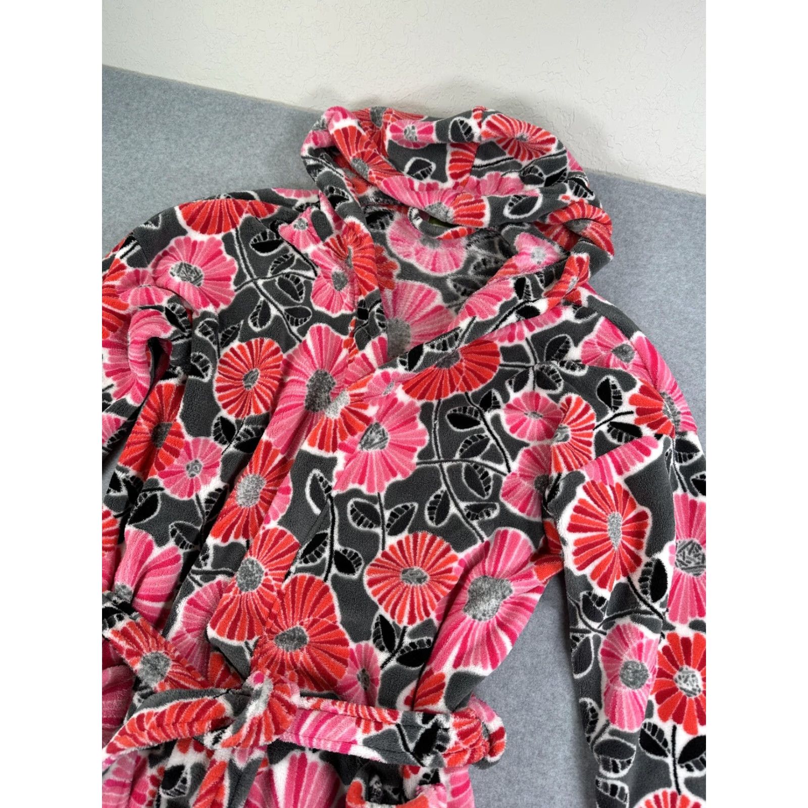 Vera Bradley Vera Bradley Robe Womens XL Multicolor Floral Fleece Kimono Hooded Belted Size ONE SIZE - 3 Thumbnail
