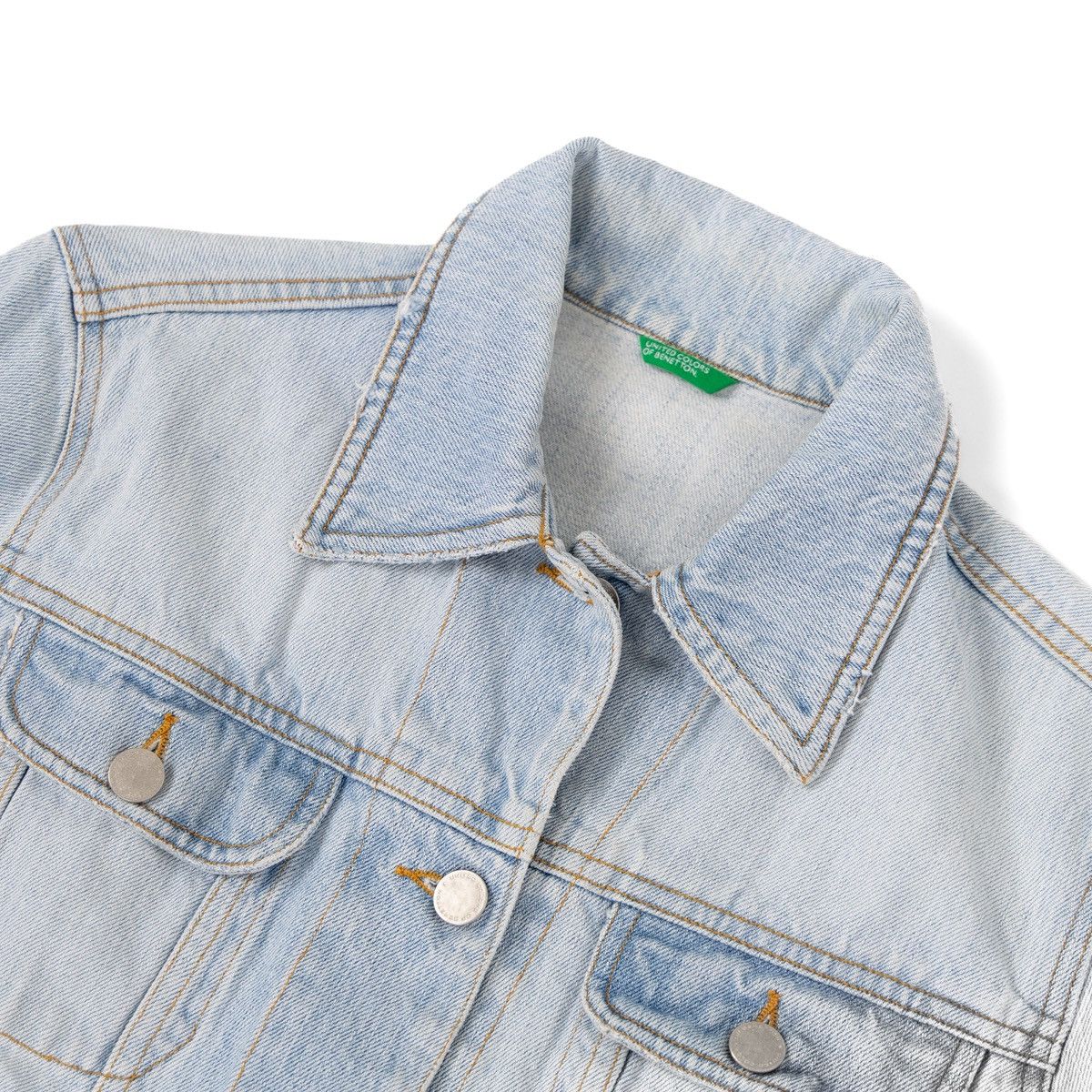 United Colors Of Benetton Benetton Womens Denim Jacket Light Blue Button Up Casual Size S / US 4 / IT 40 - 4 Thumbnail