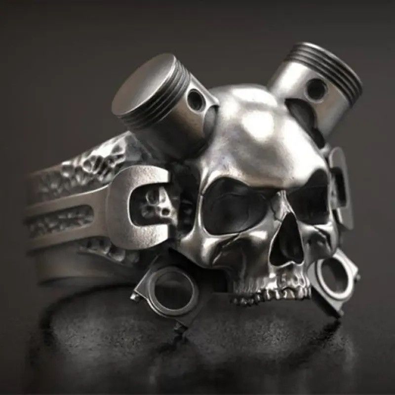 Vintage Trend Steam Skull Ring Men's Hip Hop Rock Party Jewelry Size ONE SIZE - 1 Thumbnail