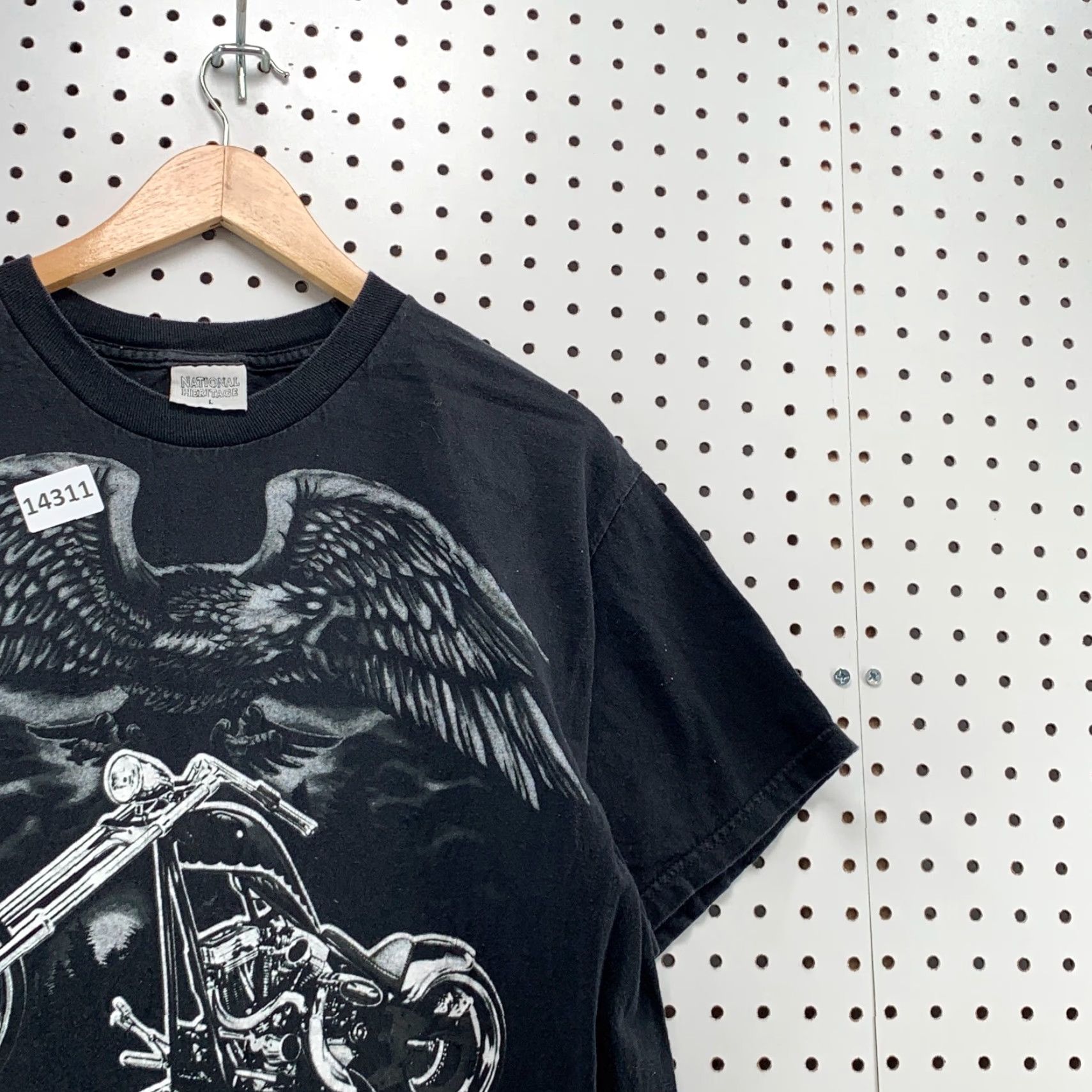 Vintage VINTAGE National Heritage Eagle Motorcycle Live Hard Ride Hard Black Short Sleeve Shirt Size US L / EU 52-54 / 3 - 2 Thumbnail