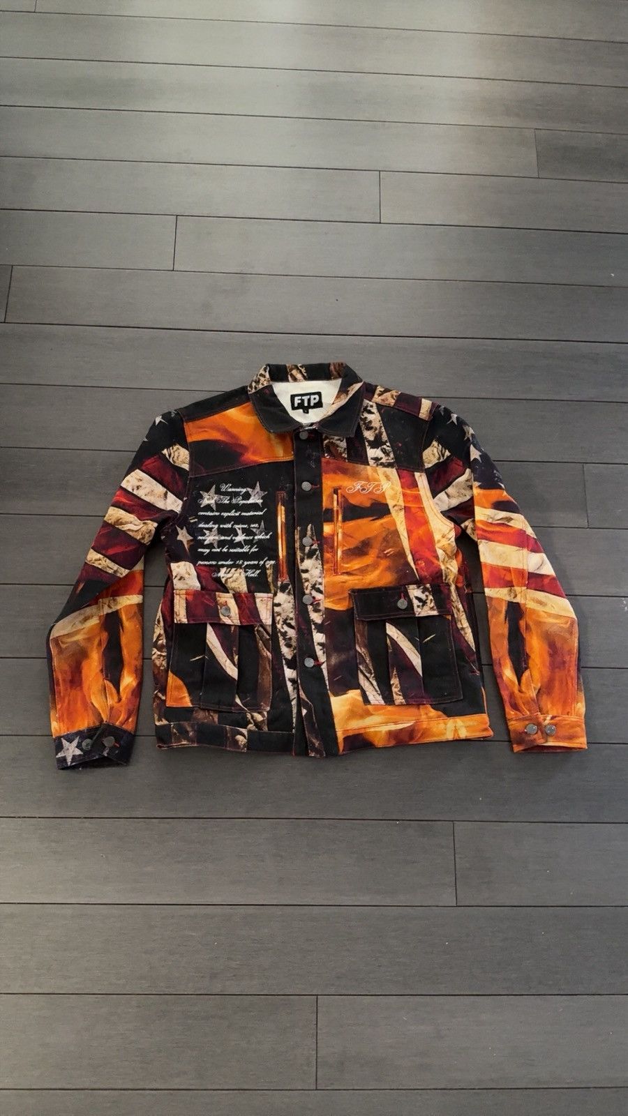 Fuck The Population FTP Pentagram Burning Flag Denim Jacket Size US S / EU 44-46 / 1 - 1 Thumbnail