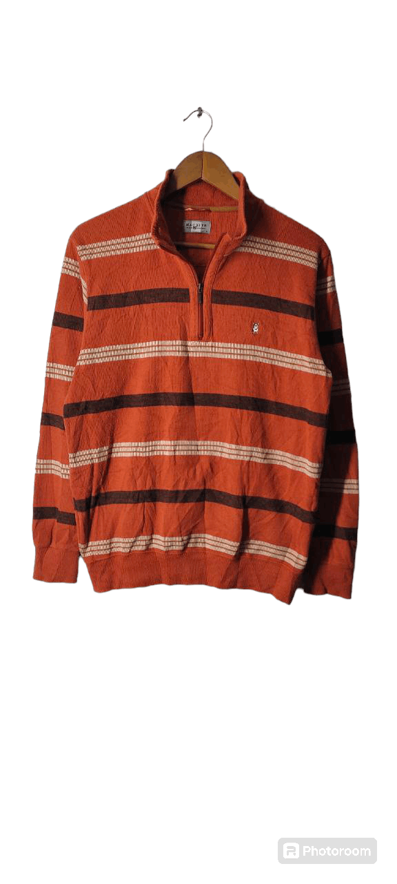 Macbeth MACBETH USA STRIPE HALF ZIPPER PULLOVER JACKET Size US L / EU 52-54 / 3 - 1 Thumbnail