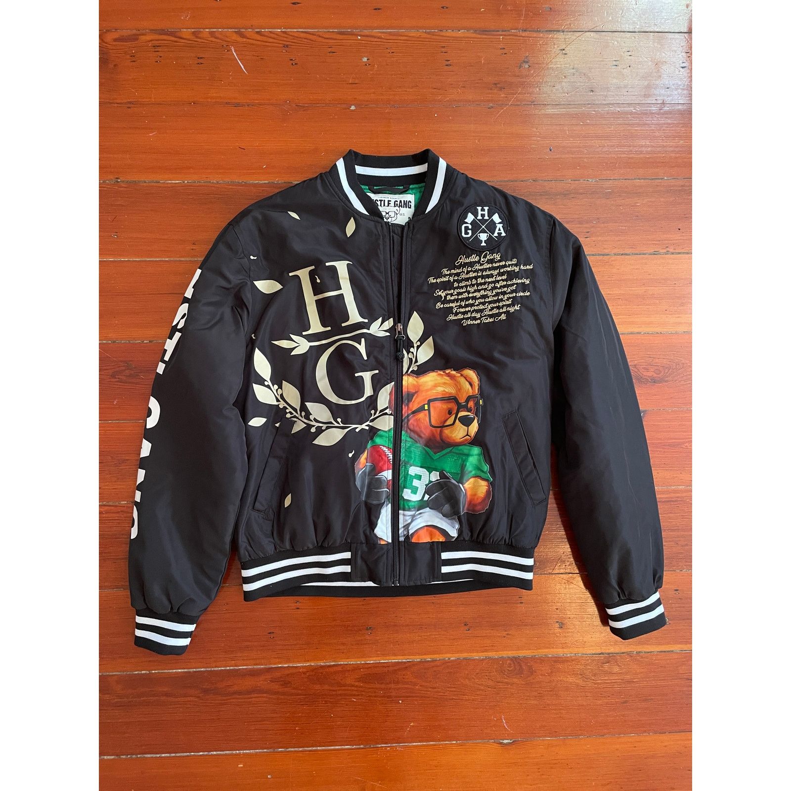Hustle Gang Hustle Gang Varsity Bomber Jacket Bear Graphic Size M Size US M / EU 48-50 / 2 - 8 Thumbnail