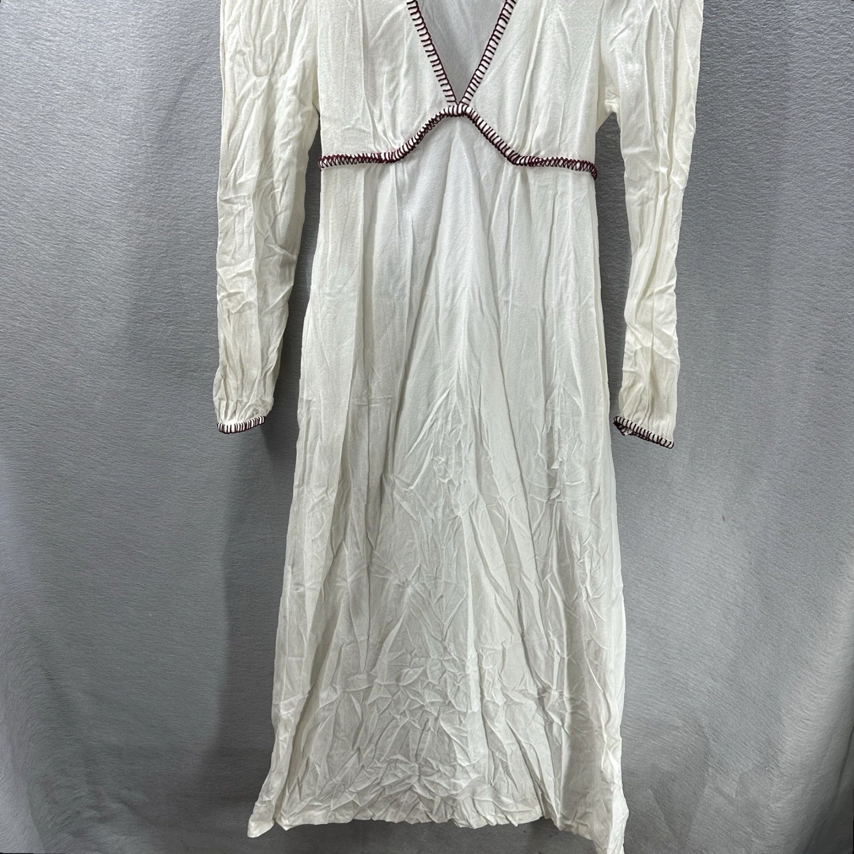 Vintage VINTAGE Vassarette Nightgown Womens Adult Medium Ivory Flannel Solid 80s 90s Cottagecore Empire Waist Size ONE SIZE - 2 Thumbnail
