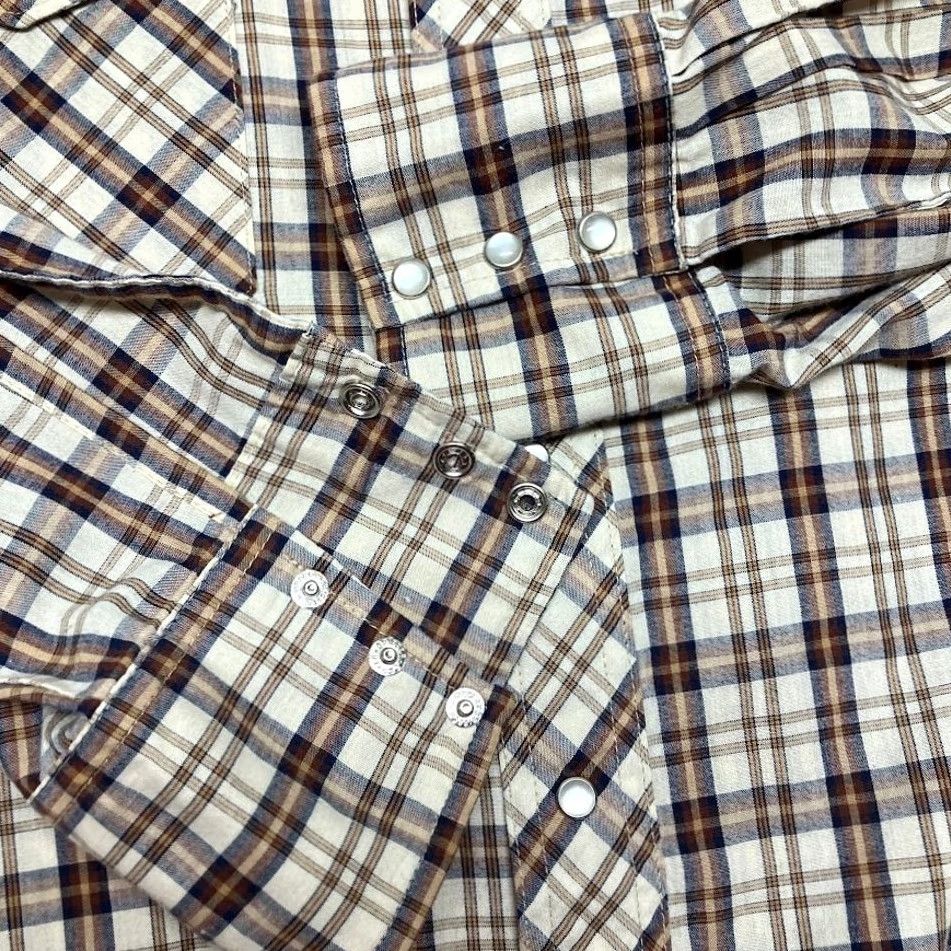 Vintage VINTAGE Rustler Tan Plaid Pearl Snap Shirt Long Sleeve X-Long Tail Men L Size US M / EU 48-50 / 2 - 4 Thumbnail
