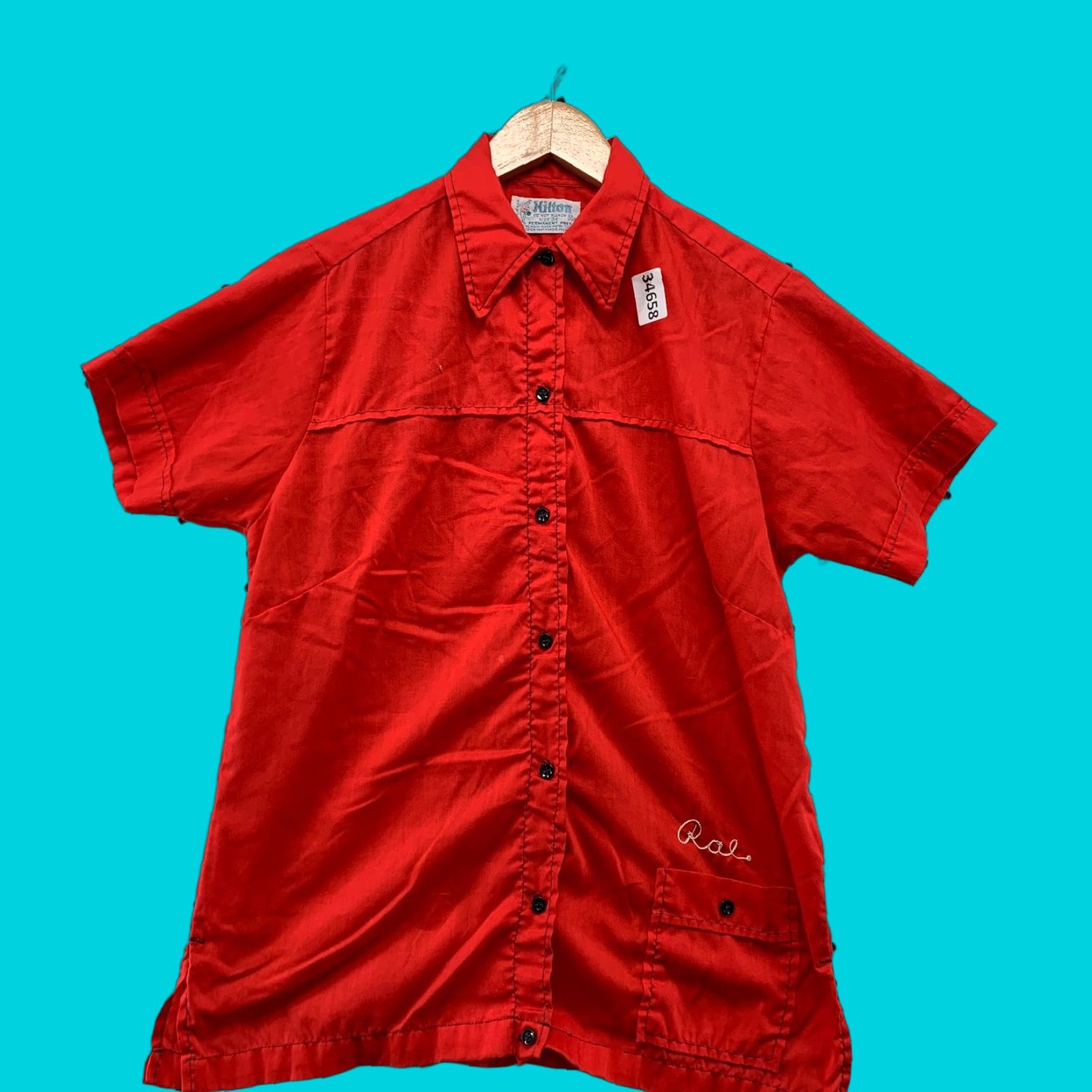 Vintage VINTAGE 60s Hilton Bowling Button-Up Shirt Mens Small Size 34 Red USA Retro Men Size US S / EU 44-46 / 1 - 1 Thumbnail
