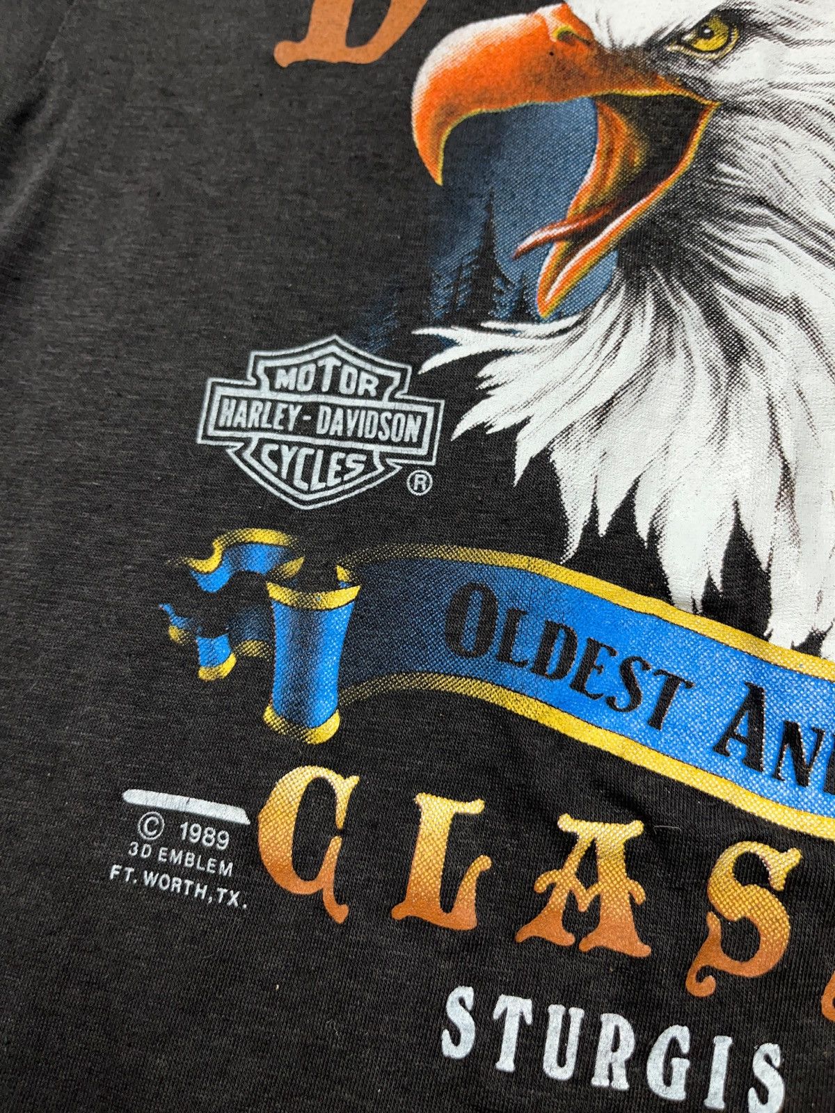 Harley Davidson Vintage 1989 3D Emblem Harley Davidson Sturgis Eagle T-shirt Size US M / EU 48-50 / 2 - 6 Thumbnail
