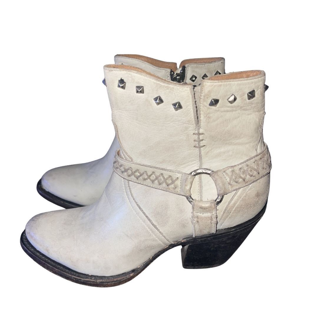 Lucchese Ani Distressed Harness Western Ankle Stud Cowgirl Bootie 7 Size US 7 / IT 37 - 2 Thumbnail