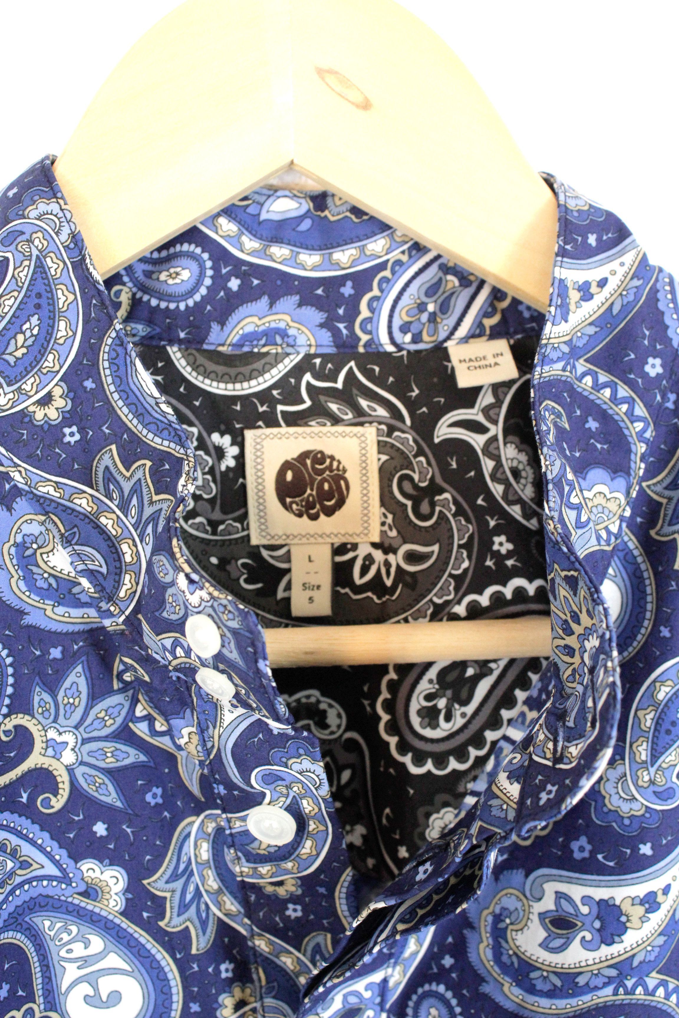Pretty Green Pretty Green Paisley Printed Band Collar Pullover Shirt Size US L / EU 52-54 / 3 - 5 Thumbnail