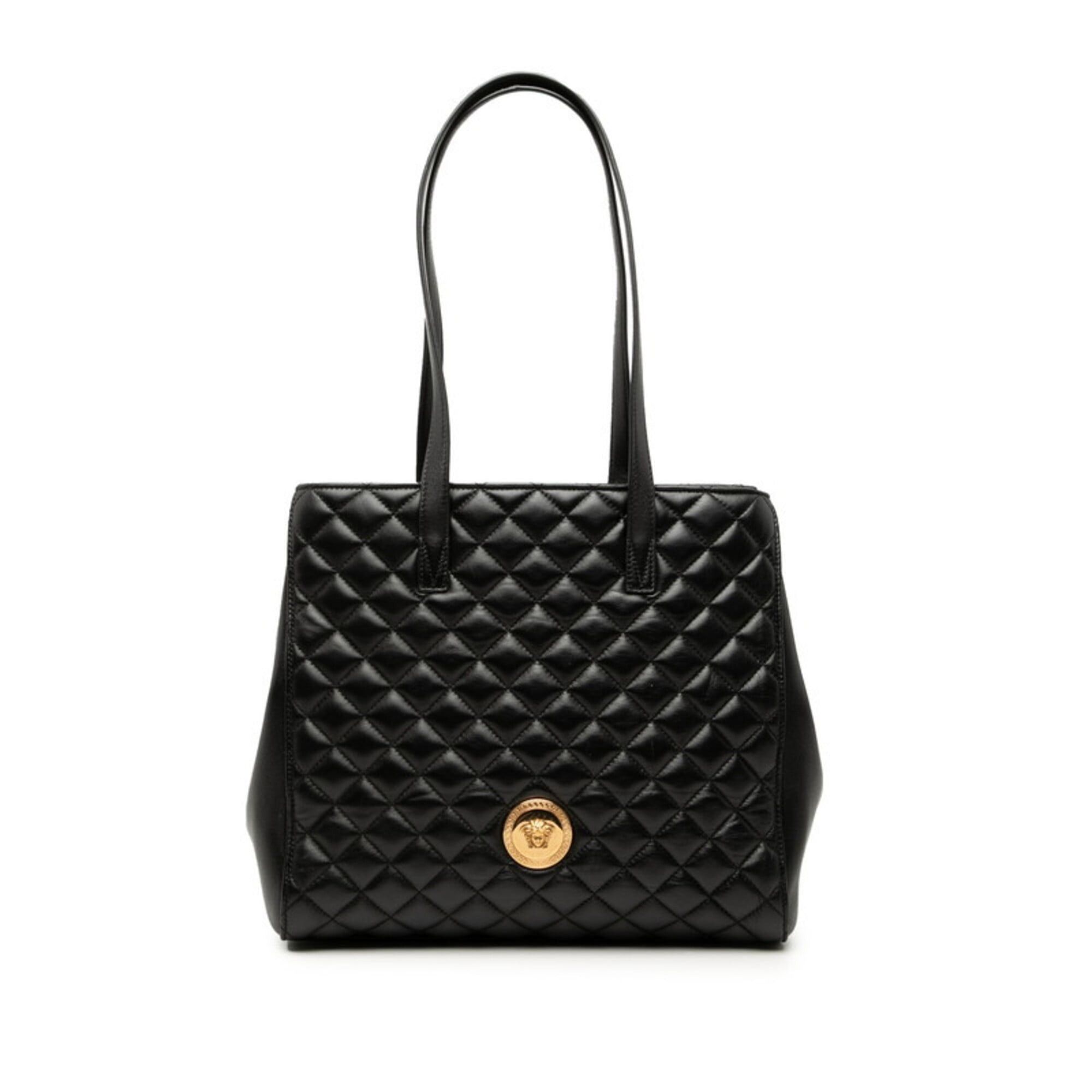 Versace Versace Medusa Quilted Tote Bag, Black Leather, Women's Size ONE SIZE - 1 Thumbnail