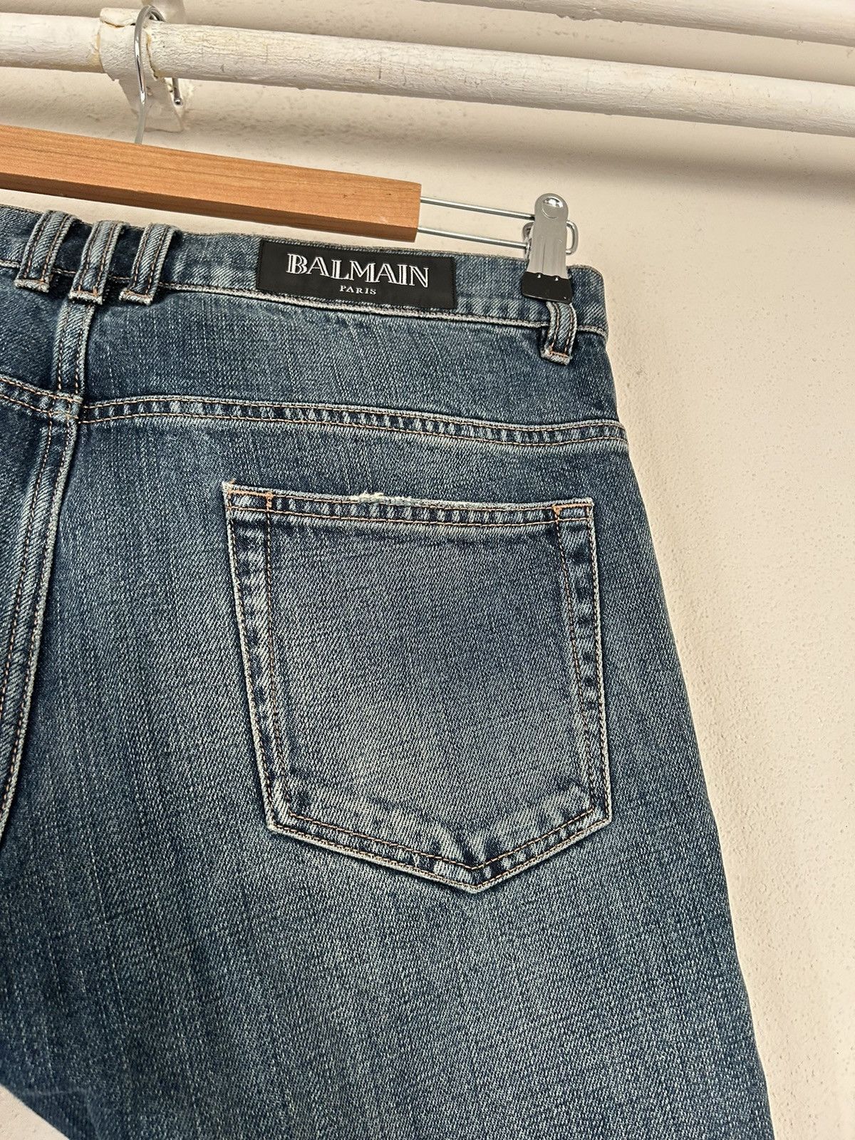 Balmain Blue Denim Biker Jeans Size US 31 - 11 Thumbnail