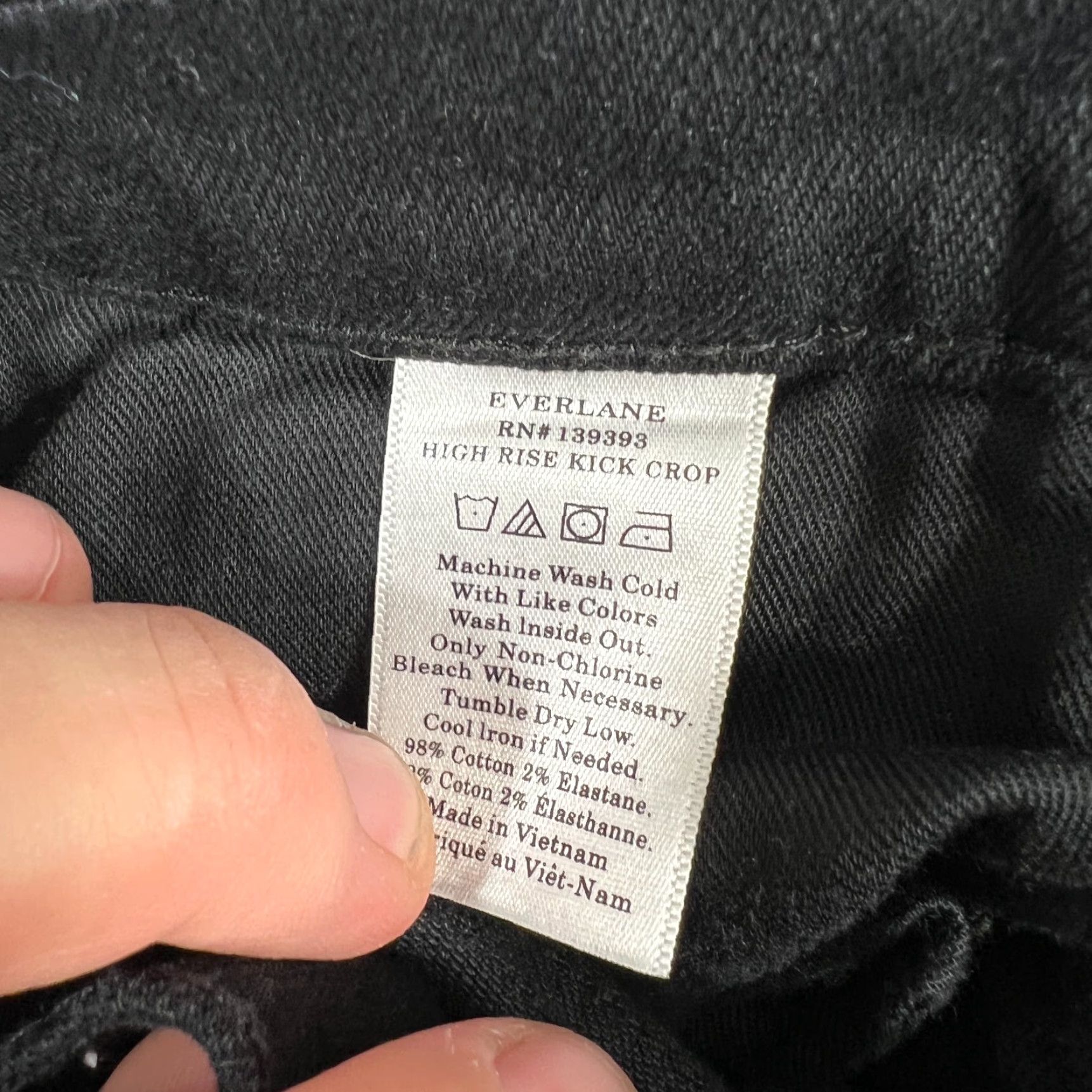 Everlane VINTAGE Everlane High Rise Cropped Jeans Women 26 Black Denim Stretch Raw Hem Size 26" / US 2 / IT 38 - 7 Thumbnail