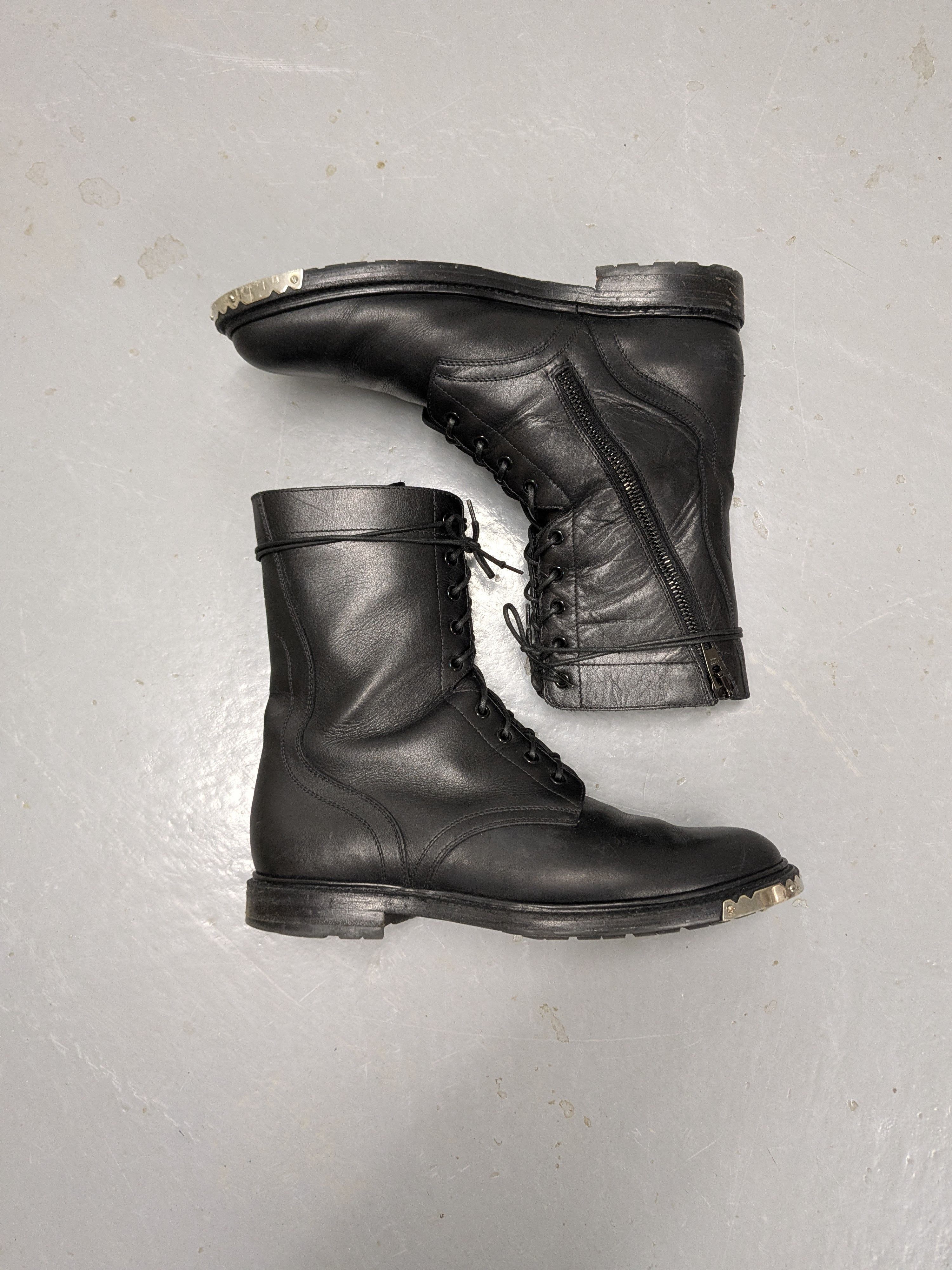 Celine × Hedi Slimane Celine Metal Tip Ranger Combat Boots Size US 12 / EU 45 - 2 Thumbnail