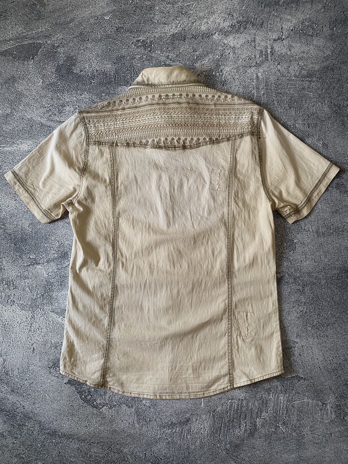 semanticdesign Y2K SEMANTIC DESIGN SKULL EMBROIDERED SNAP BUTTON SHIRT Size US L / EU 52-54 / 3 - 6 Thumbnail