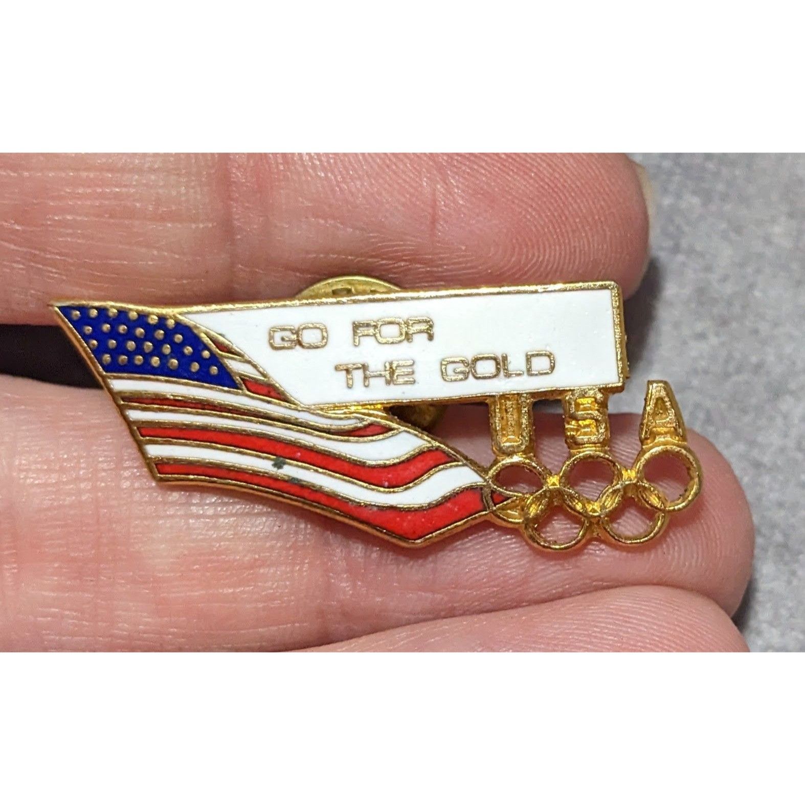 Other Vintage 90s Go For The Gold Olympic US Flag Lapel Pin Size ONE SIZE - 4 Thumbnail