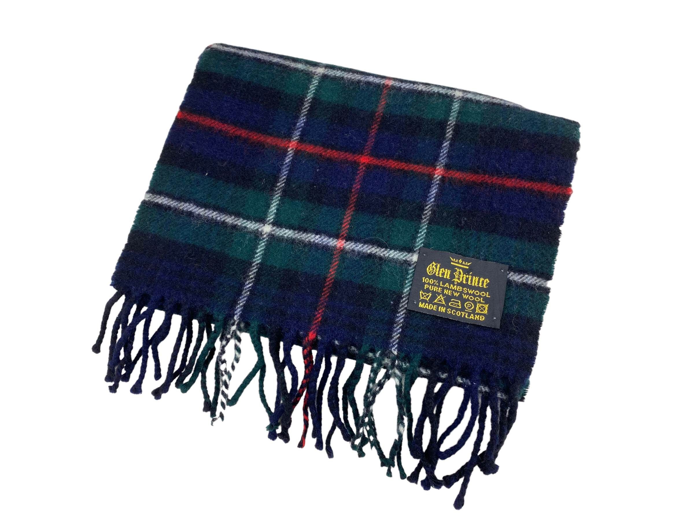 Vintage Glen Prince Vintage Lambswool Checkered Scarf – Navy Size ONE SIZE - 4 Thumbnail