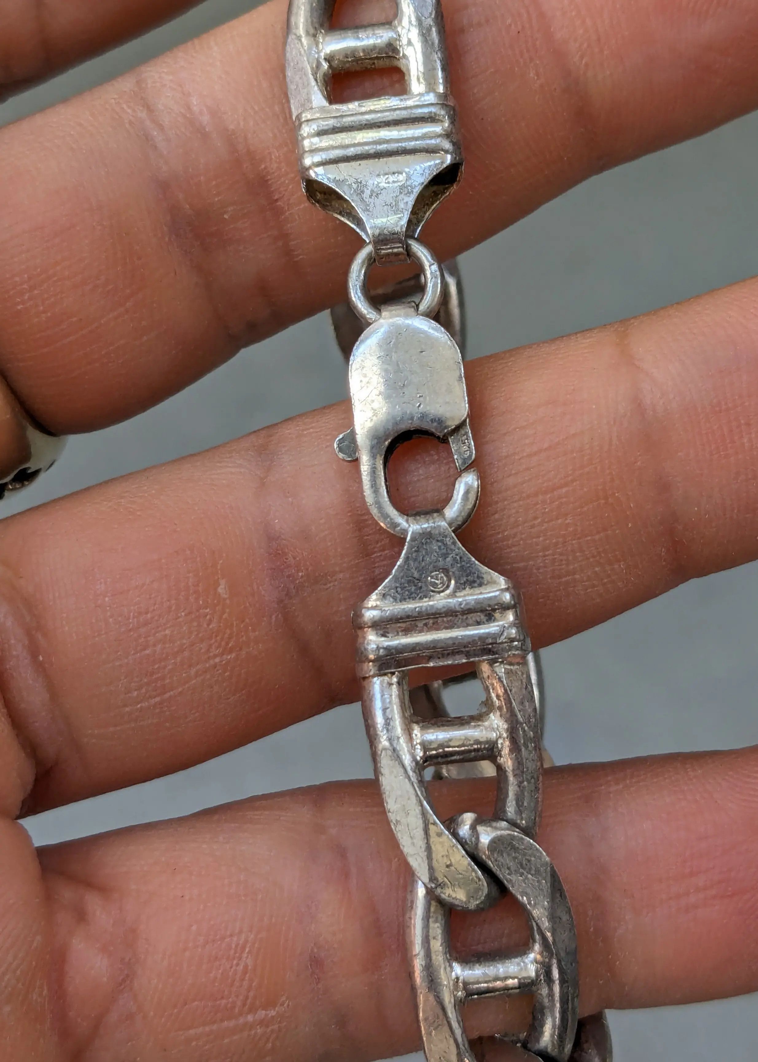 Other Vintage Sterling Silver Mariner Bracelet Chunky Biker Punk Size ONE SIZE - 3 Thumbnail