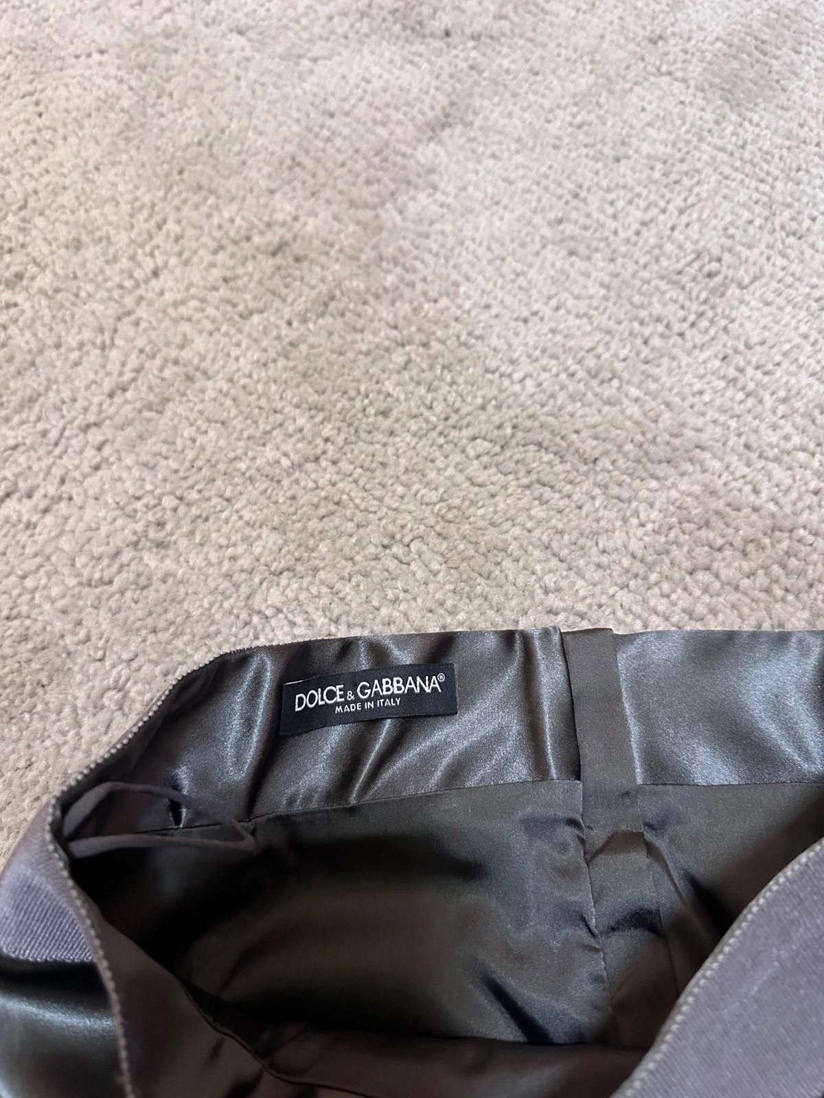 Dolce & Gabbana Dolce and Gabbana Silver Satin Pencil Midi Skirt S Size 27" / US 4 / IT 40 - 8 Thumbnail