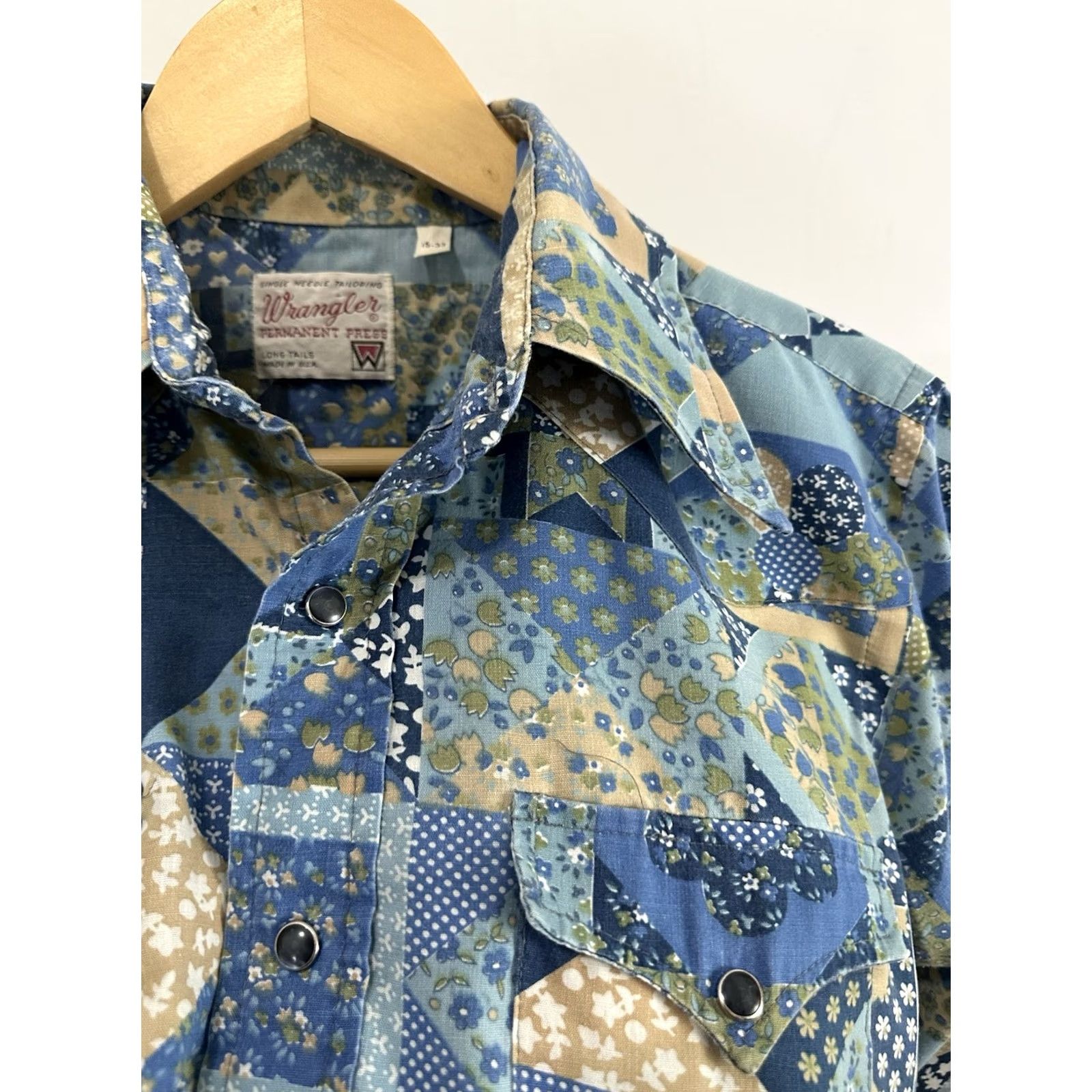 Wrangler VTG Wrangler Rockabilly Floral Patchwork Pearl Snap Western Shirt L Multicolor Mens 60s 15-33 Size US L / EU 52-54 / 3 - 4 Thumbnail