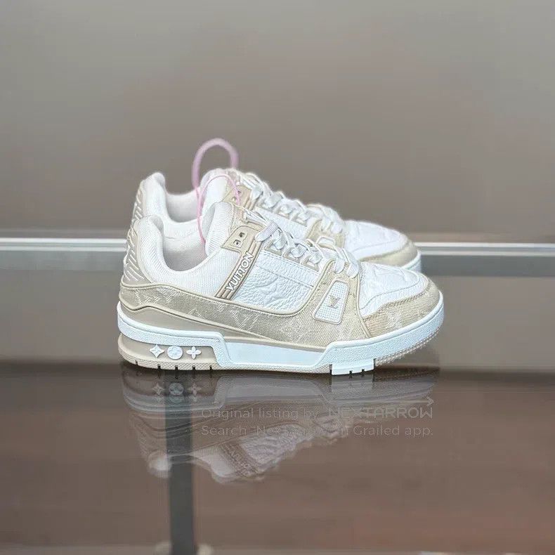 Louis Vuitton Louis Vuitton Trainer 25 New White Denim shoes Size US 6 / IT 36 - 3 Thumbnail