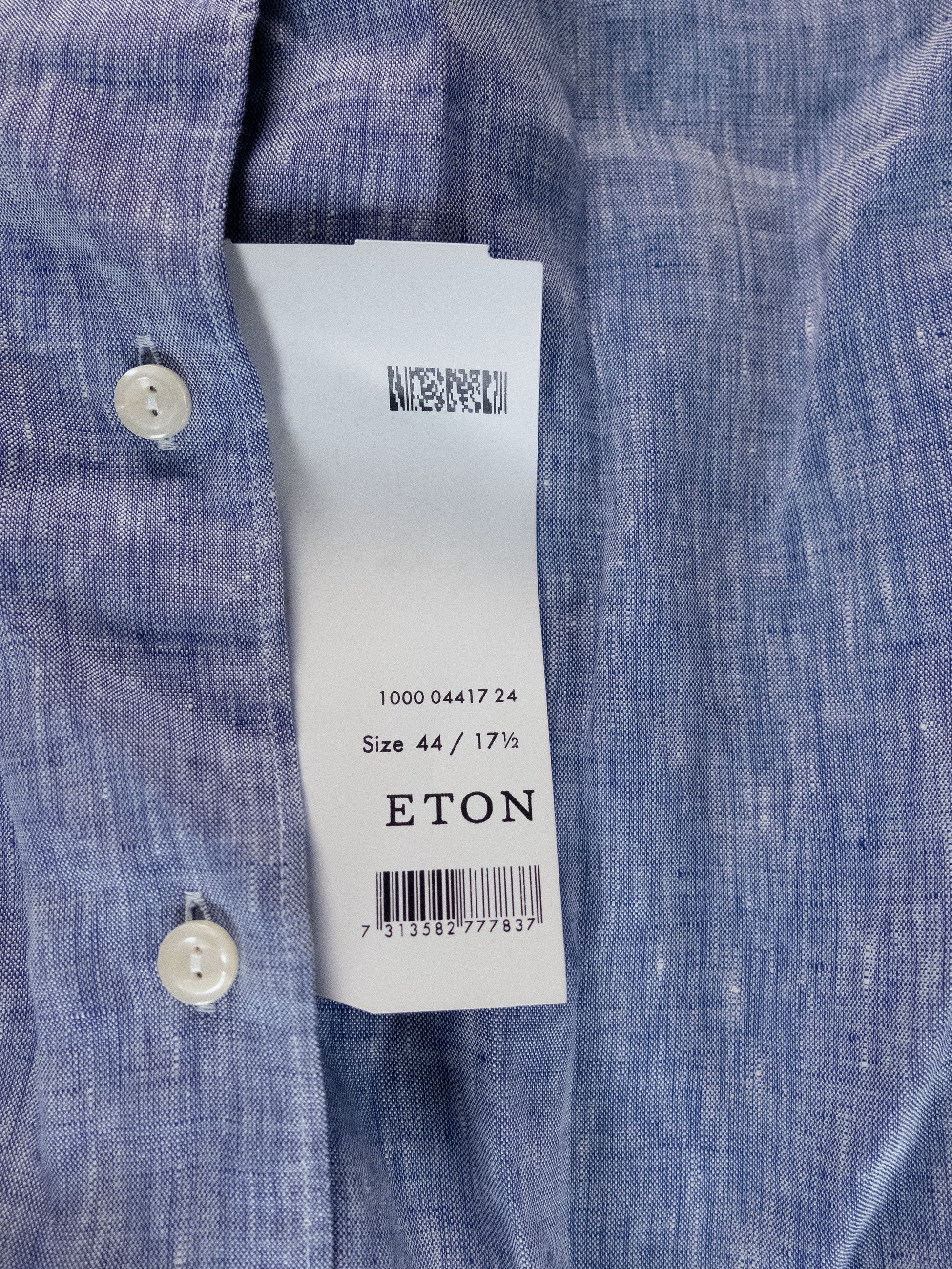 Eton ETON of Sweden contemporary fit blue linen shirt 44 XL Size US XL / EU 56 / 4 - 7 Thumbnail