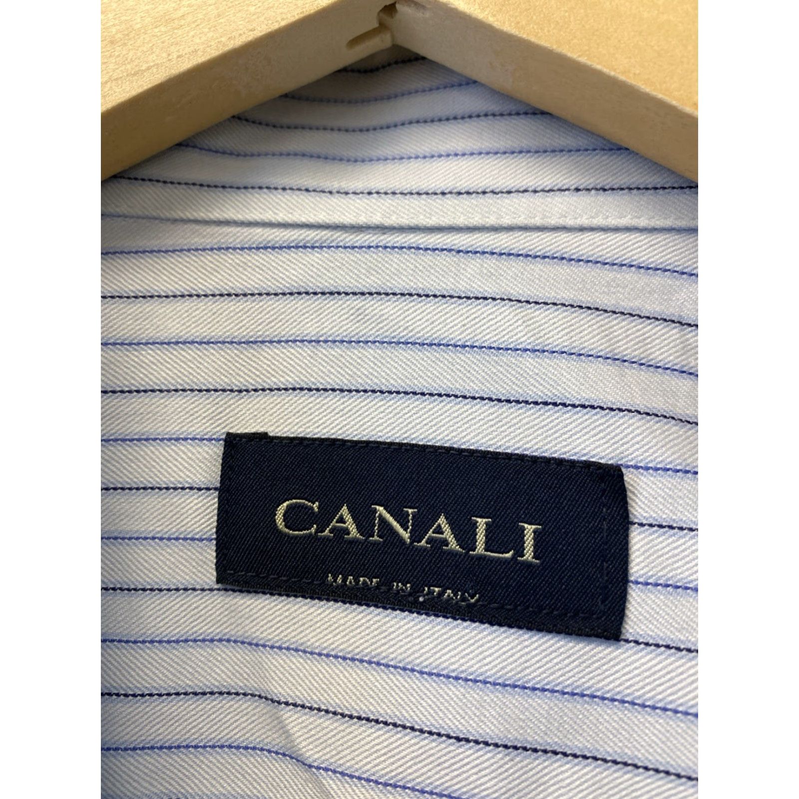 Canali VINTAGE Canali Dress Shirt Men's Blue 16.5 Regular Long Sleeve Button Striped Formal Size 42R - 4 Thumbnail