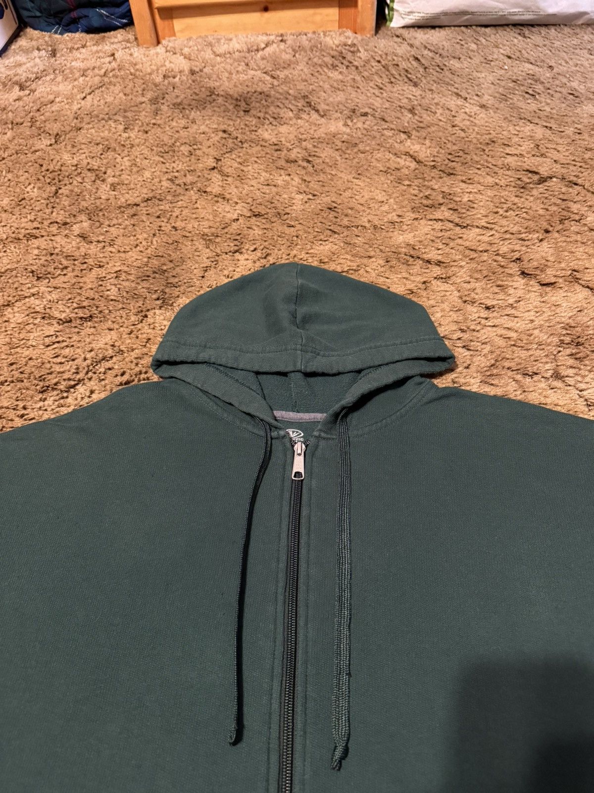 Vintage Blank Green Full Zip Up Hoodie Green XLarge Size US XL / EU 56 / 4 - 2 Thumbnail