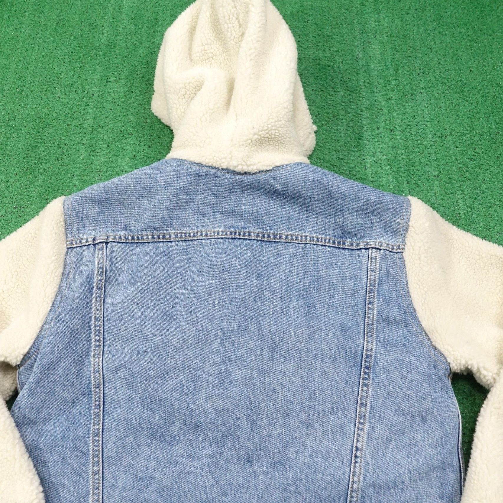 Levi's VINTAGE Levis Denim Trucker Jacket Womens Large Ex-Boyfriend Sherpa Sleeve Hood Premium Size L / US 10 / IT 46 - 5 Thumbnail