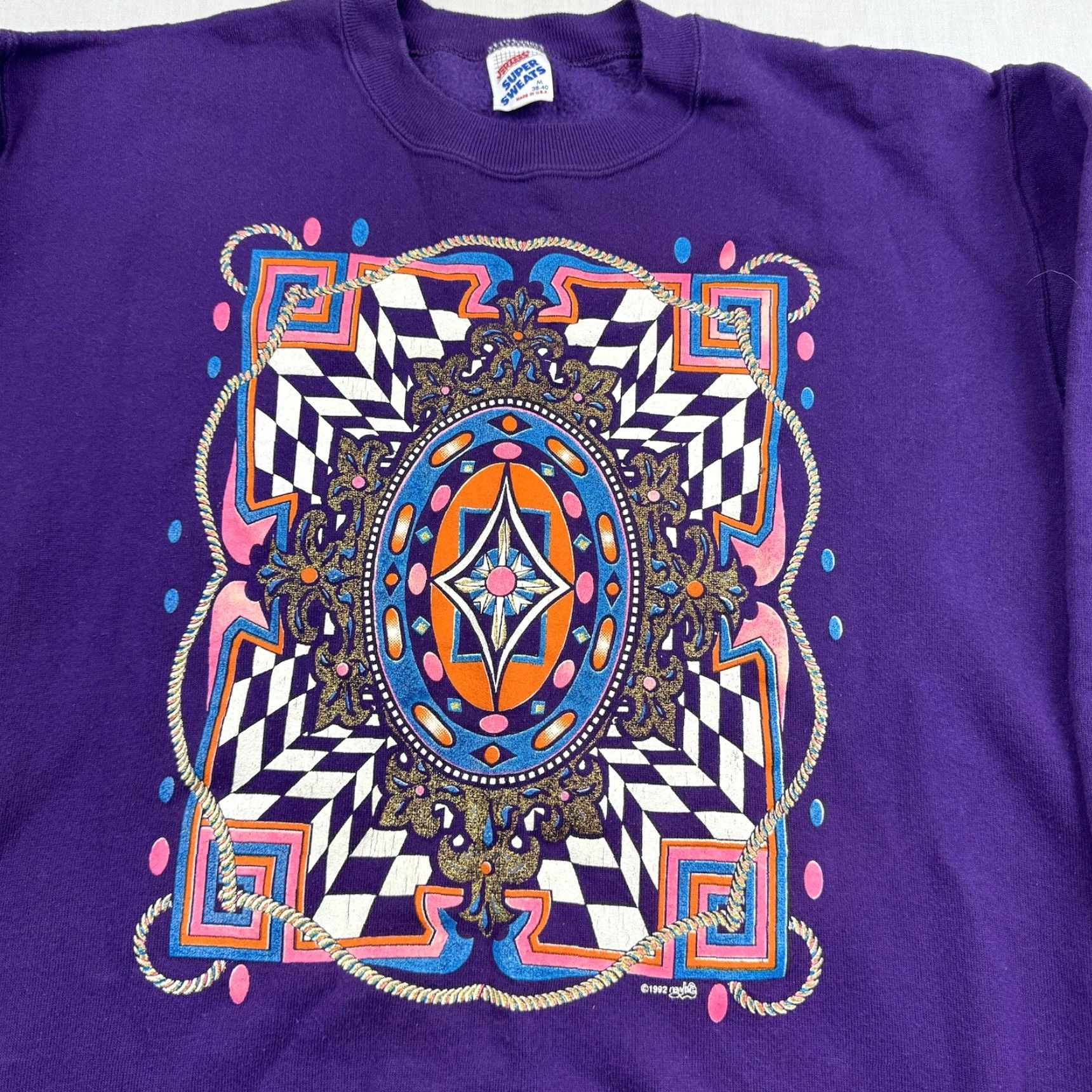 Jerzees VINTAGE Jerzees Sweatshirt Woman’s Medium Purple 90s Art Pullover Crew Neck Glitter Casual Womens 90s Jerzees Sweatshirt Size M / US 6-8 / IT 42-44 - 2 Thumbnail