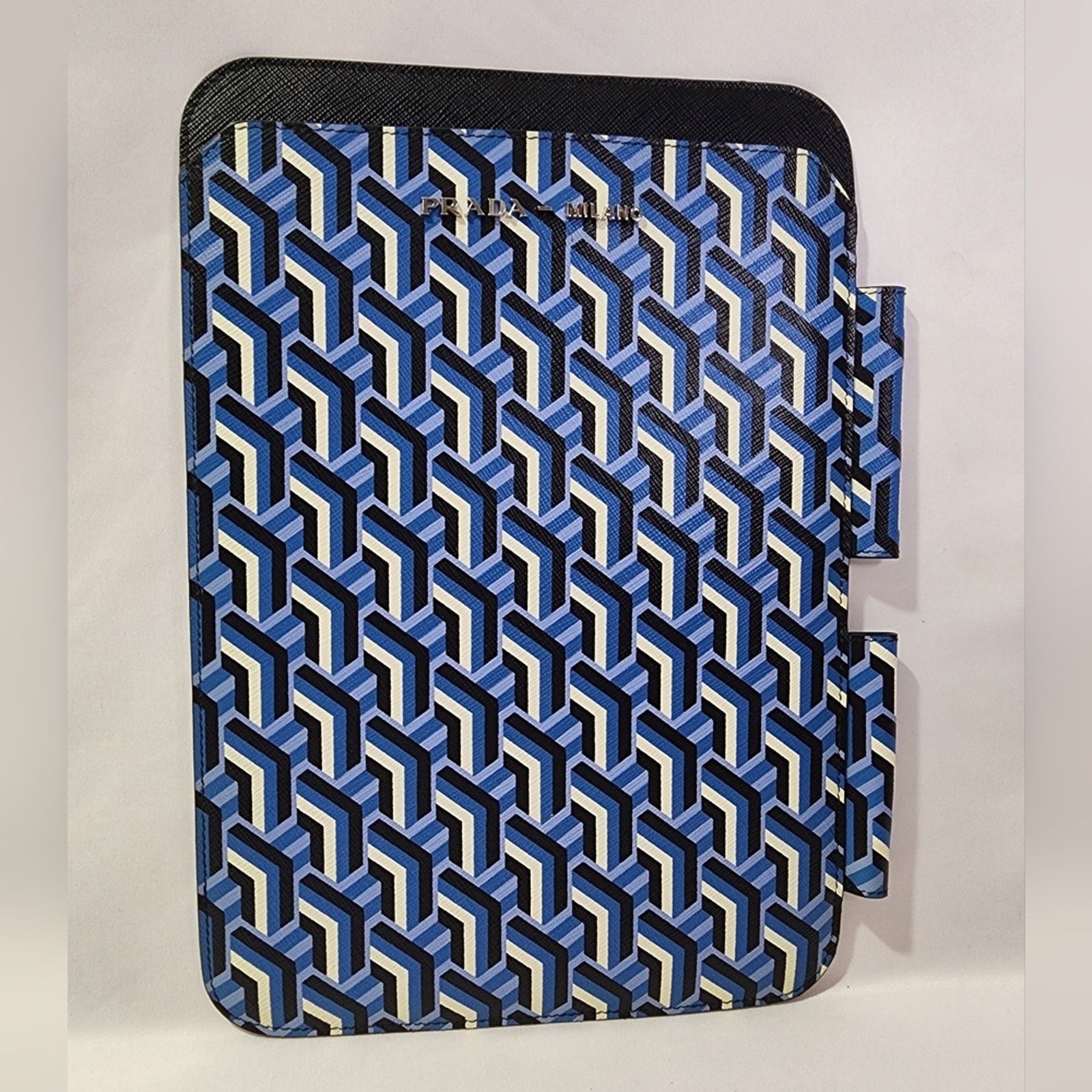 Prada Prada Blue Geometric Saffiano leather iPad tablet Case COA Size ONE SIZE - 3 Thumbnail