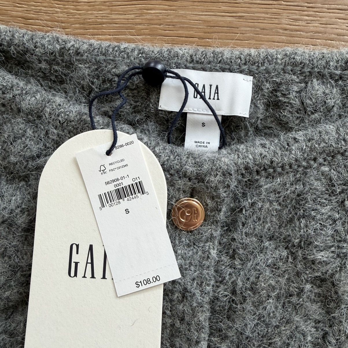 Cult Gaia Gap x Cult Gaia Cropped Cable Knit Grey Cardigan Size S / US 4 / IT 40 - 3 Thumbnail