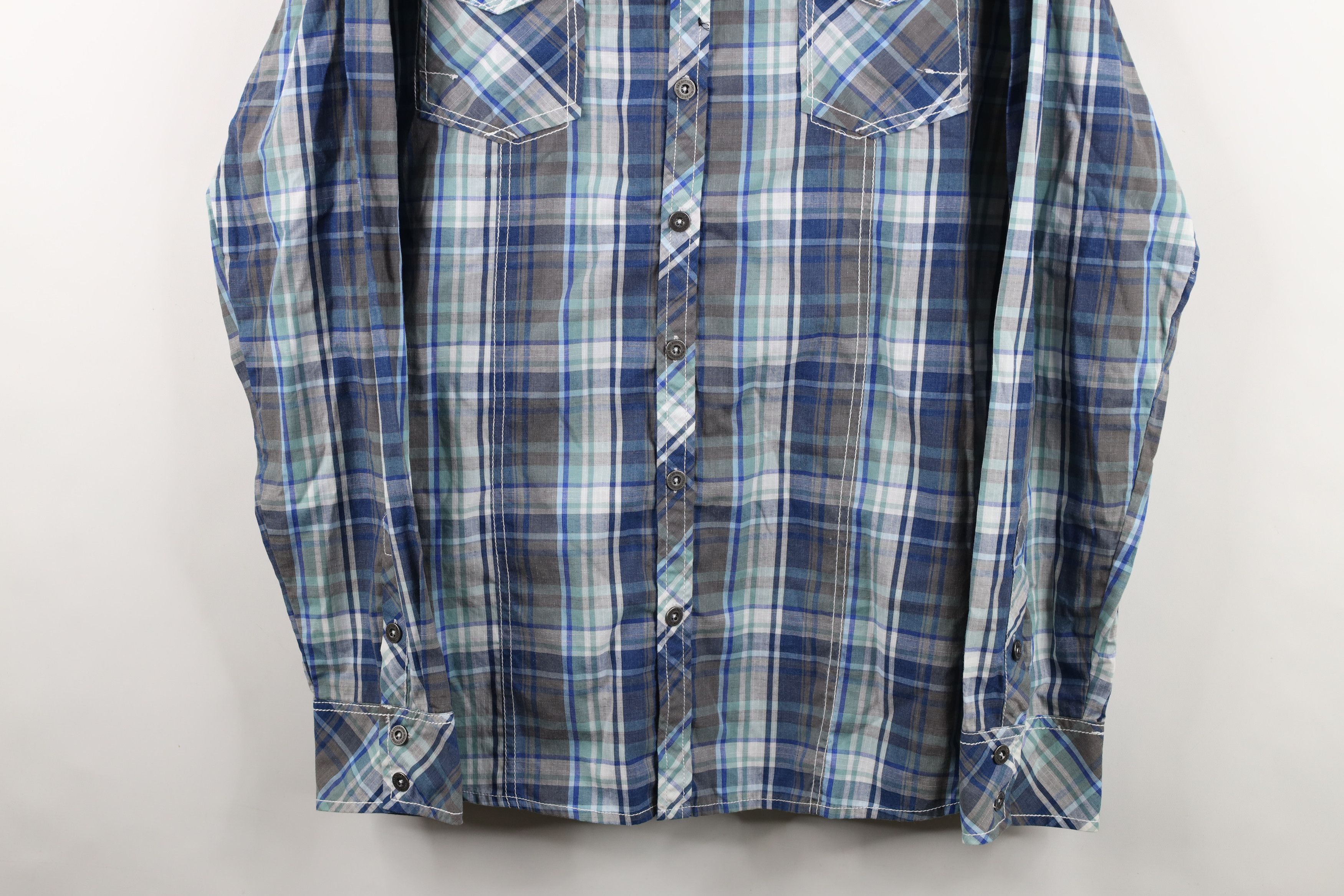 Vintage Buckle BKE Fit Thick Stitch Collared Button Shirt Plaid Size US XL / EU 56 / 4 - 3 Thumbnail