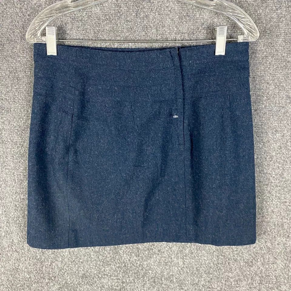 H&M H&M Mini Skirt Women's Size 8 Navy Blue Wool Blend Zipper Size 30" / US 8 / IT 44 - 4 Thumbnail