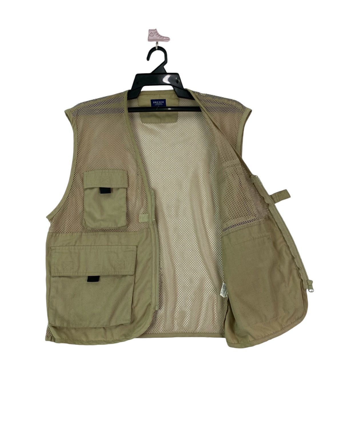 Vintage Vtg 90s Fresco fishnet cargo pocket hunting vest Size US L / EU 52-54 / 3 - 3 Thumbnail