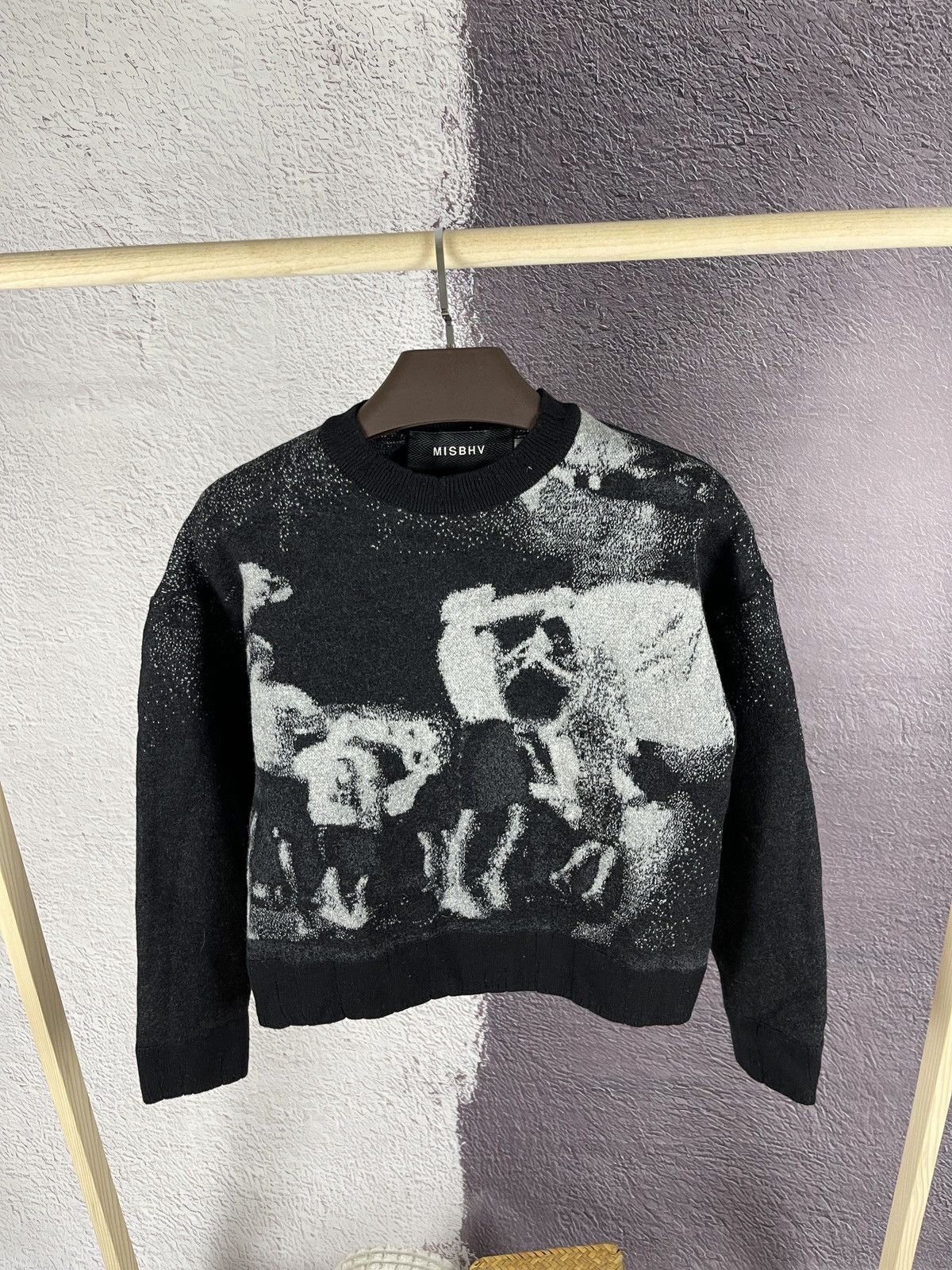 image of Hype x Misbhv Raver Wool Sweater Made In Romania in Black, Men's (Size Large)