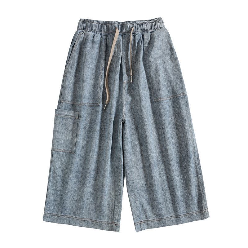 Japanese Brand Men's Loose Straight-Leg Wide-Leg Cargo Casual Denim Shorts Size US 32 / EU 48 - 4 Thumbnail