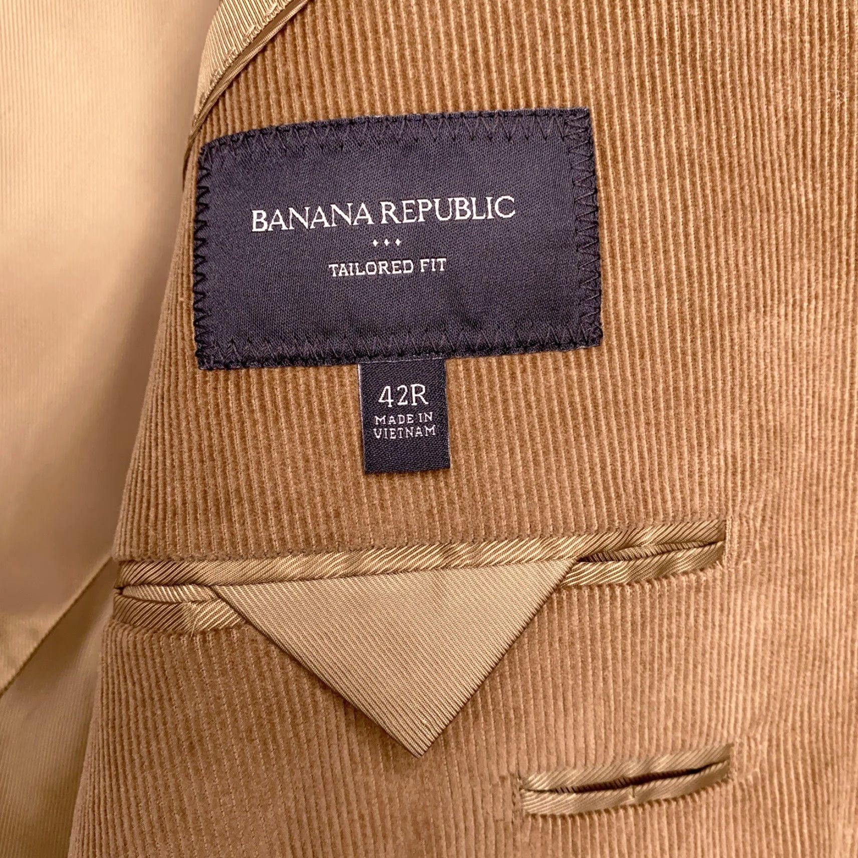 Banana Republic VINTAGE not applicable; Banana Republic Sport Coat Blazer 42R Brown Corduroy Single-Breasted 2-Button Notch Lapel Men Regular Size 42R - 5 Thumbnail