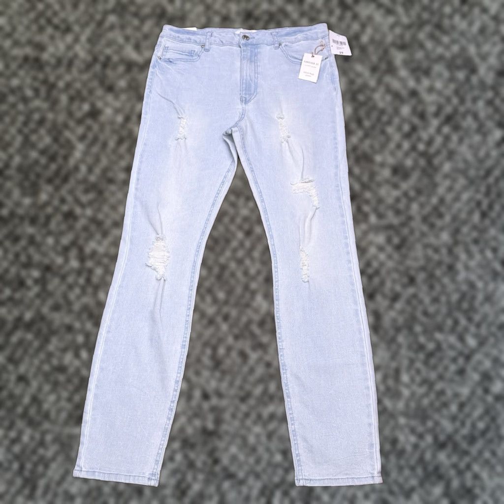 Forever 21 Forever 21 High Rise Skinny Jeans Womens 29 Light Blue Stretch Denim 5-Pocket Zipper Button Winter Summer Spring Fall Size 29" - 1 Thumbnail