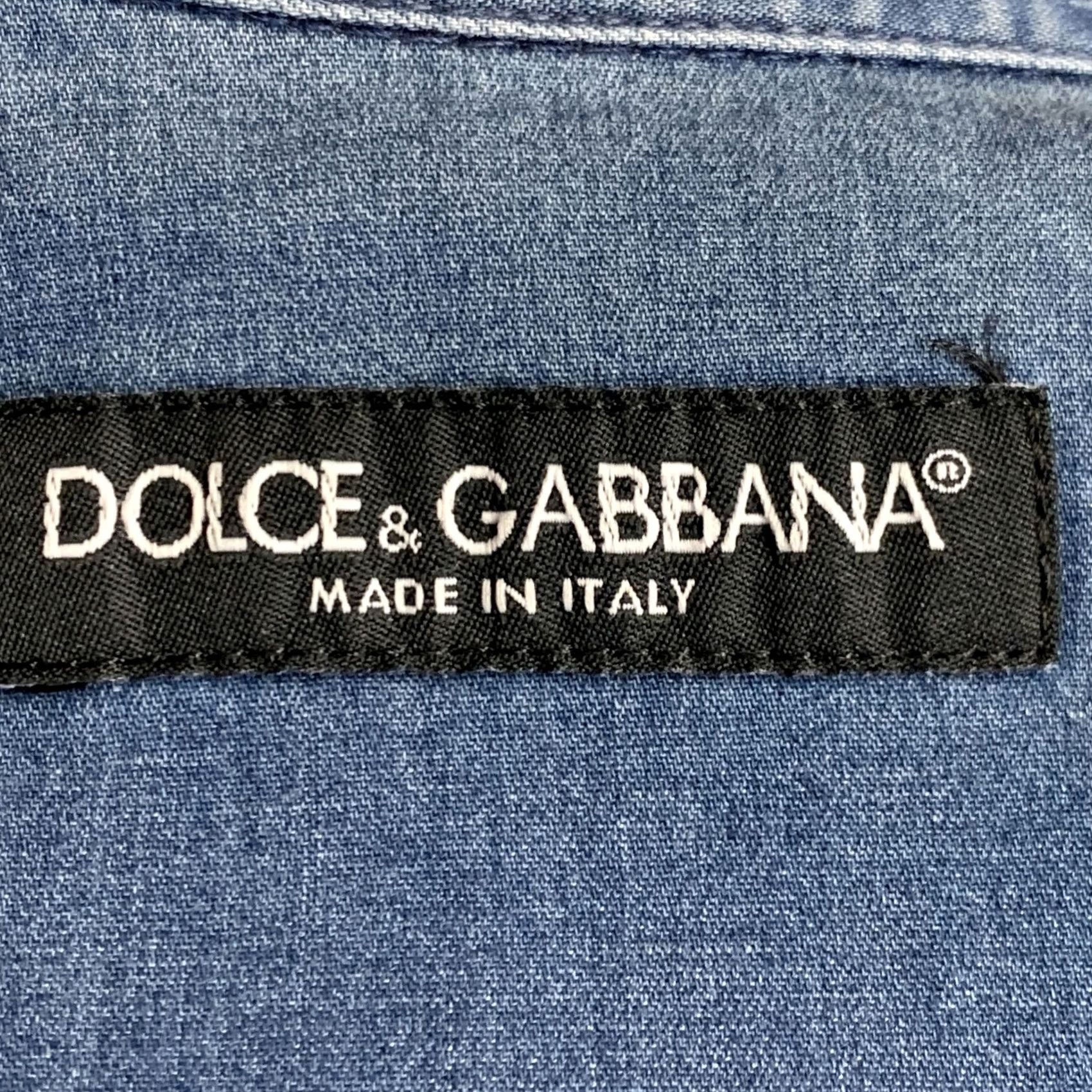 Dolce & Gabbana DOLCE & GABBANA Shirt Blue Washed Chambray Western 4 Female Adult Color: Blue Material: Cotton / Elastane Size S / US 4 / IT 40 - 5 Thumbnail