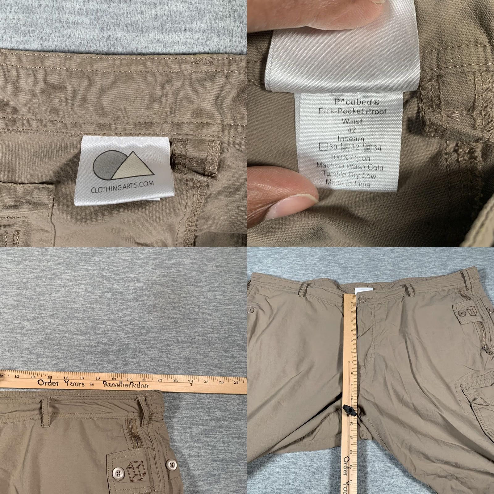 Vintage Clothing Arts P Cubed Pick-Pocket Proof Cargo Pants Mens 42 Khaki Nylon Travel Size US 42 / EU 58 - 8 Thumbnail