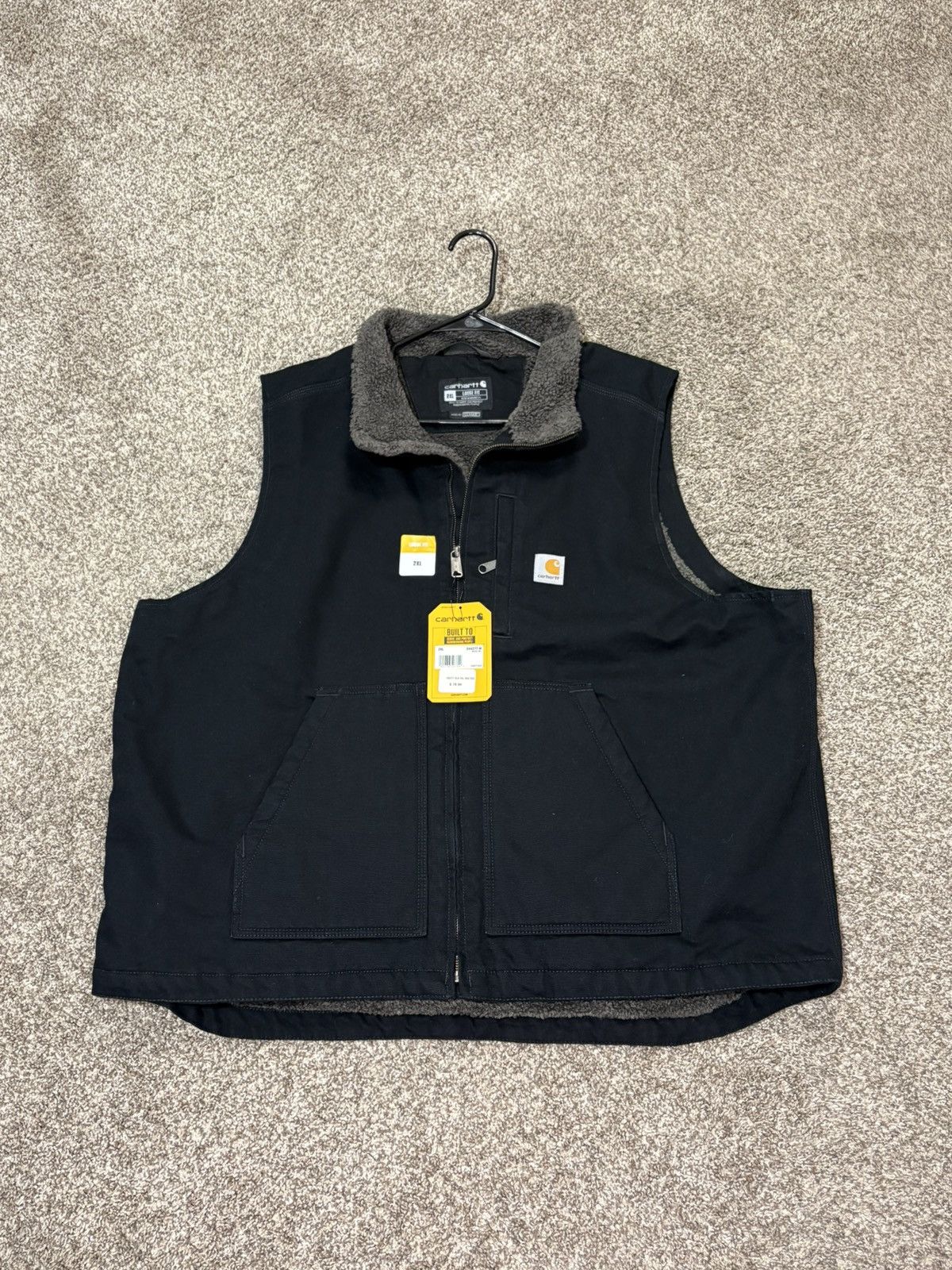 Carhartt Carhartt Men's Washed Duck Mock Neck Sherpa Lined Vest 2XL Size US XXL / EU 58 / 5 - 1 Thumbnail