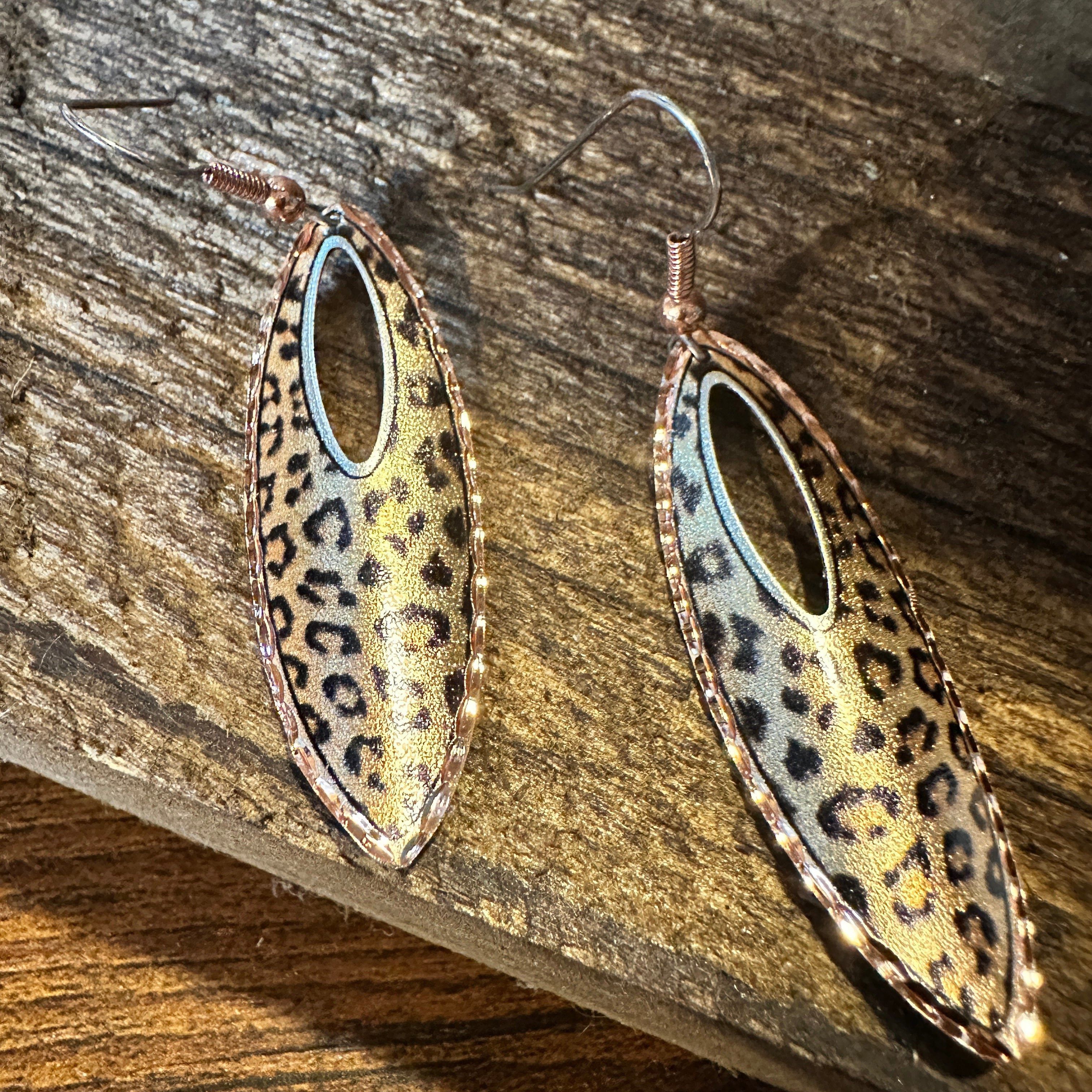 Other Handmade Boho Copper Earrings, Tear Drop Leopard Wire Earrin Size ONE SIZE - 2 Thumbnail