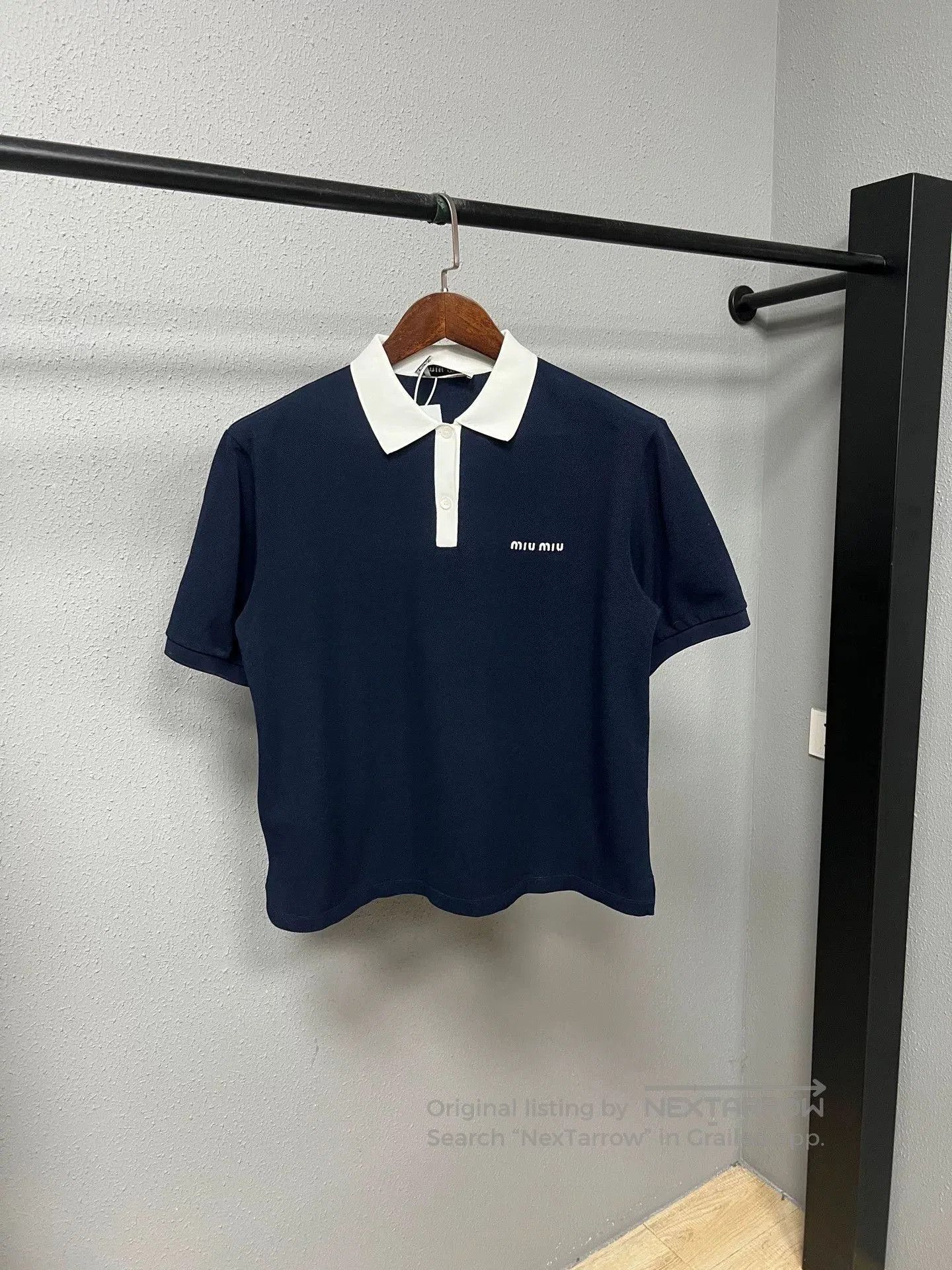 Miu Miu Miu Miu Navy Blue Polo with White Collar. Size M / US 6-8 / IT 42-44 - 1 Thumbnail