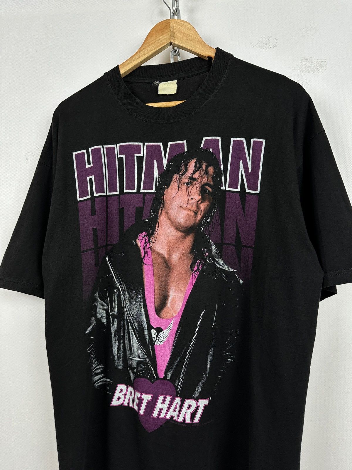 Vintage 1993 Vintage Bret Hart Hitman WWE T-Shirt Size US L / EU 52-54 / 3 - 4 Thumbnail