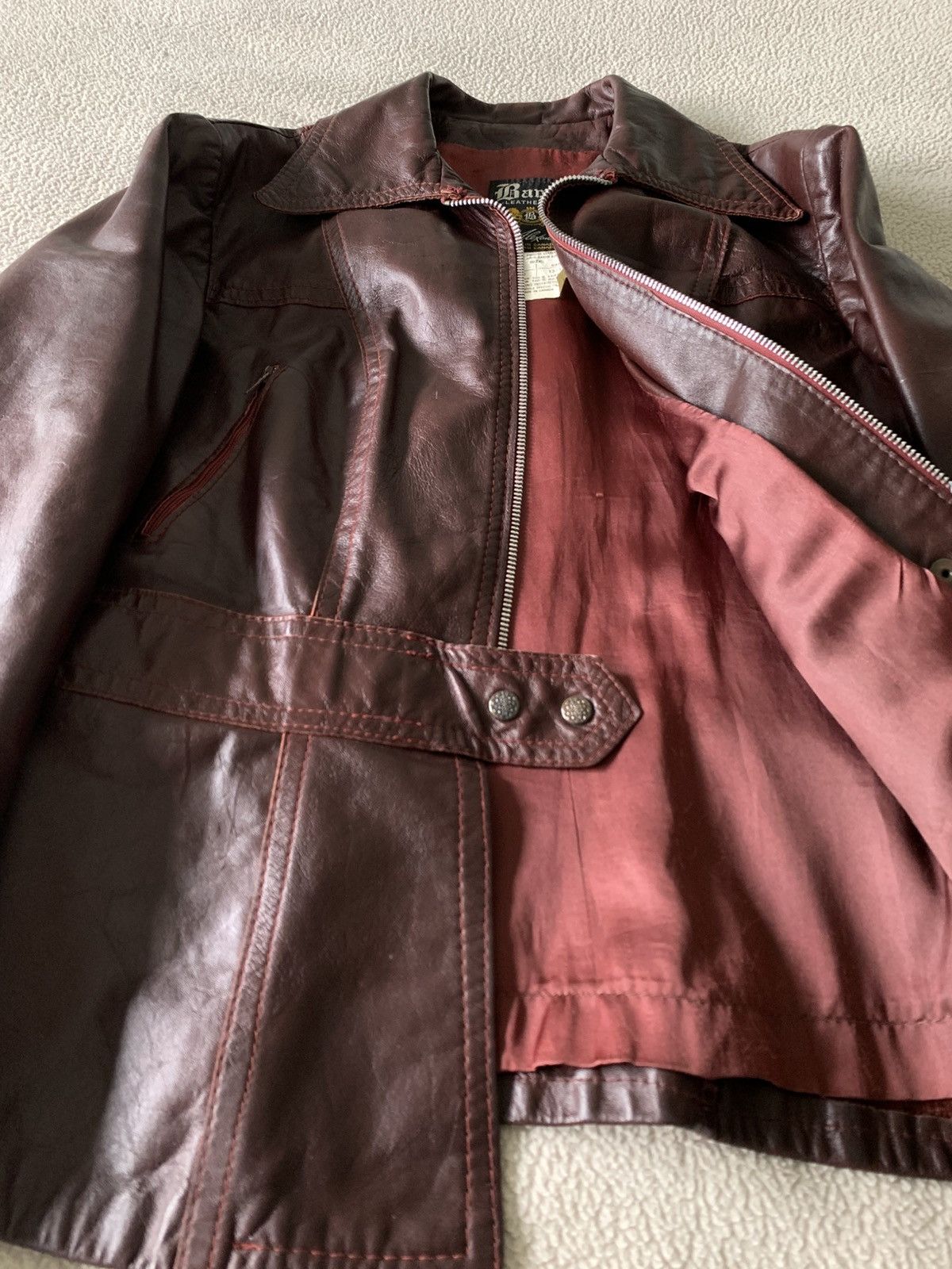 Vintage Vintage Barons leather inc red leather jacket Size S / US 4 / IT 40 - 4 Thumbnail